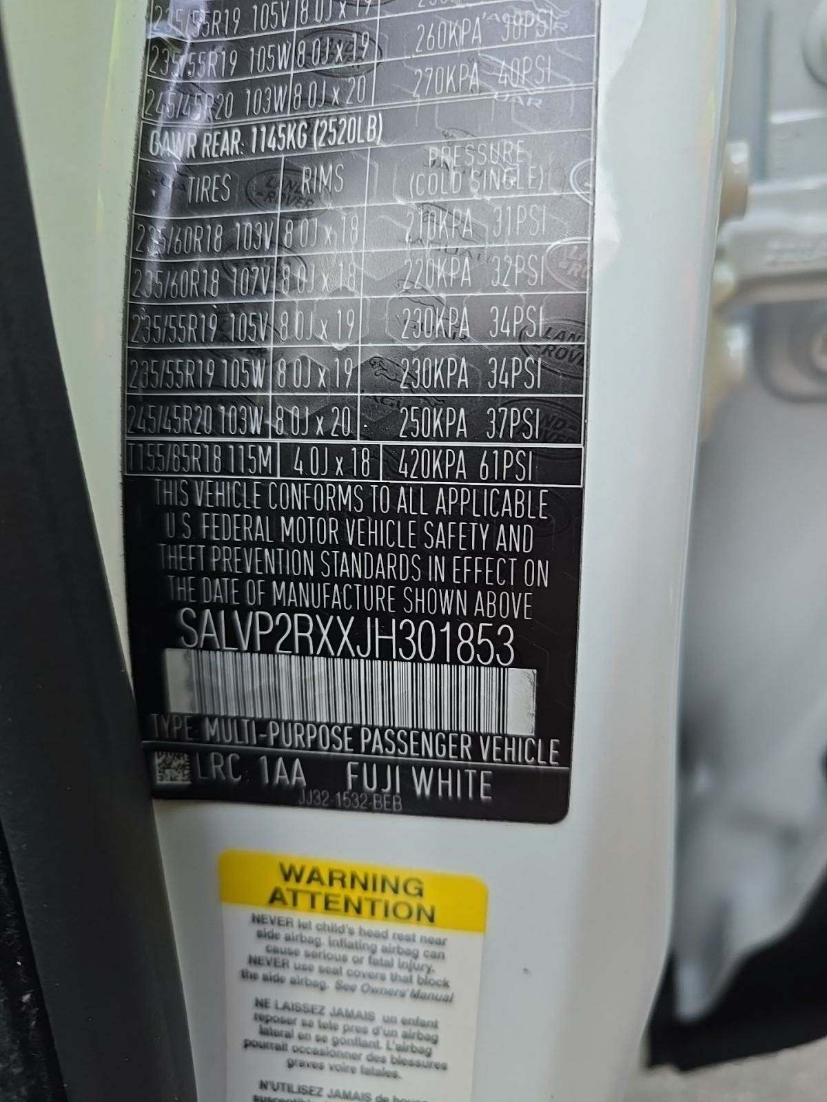 2018 Land Rover Range Rover Evoque SE Premium AWD