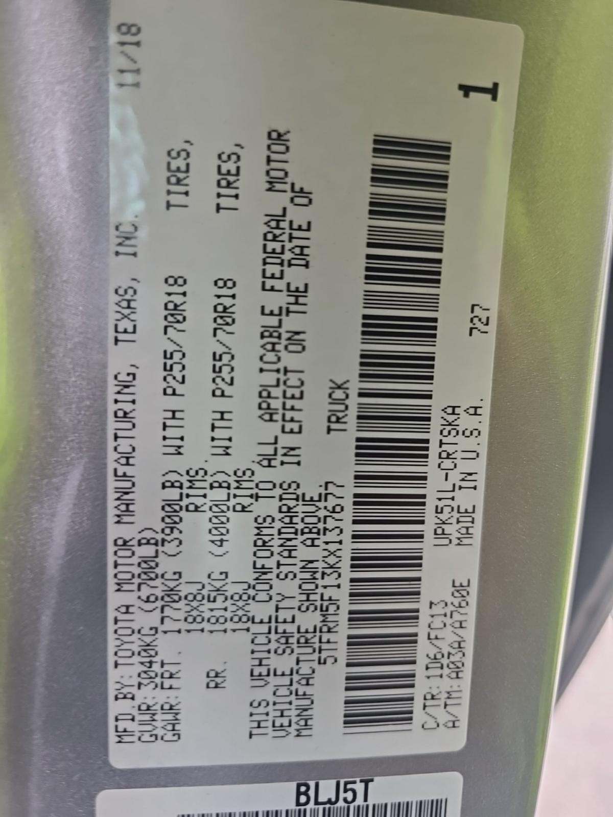 2019 Toyota Tundra SR5 RWD