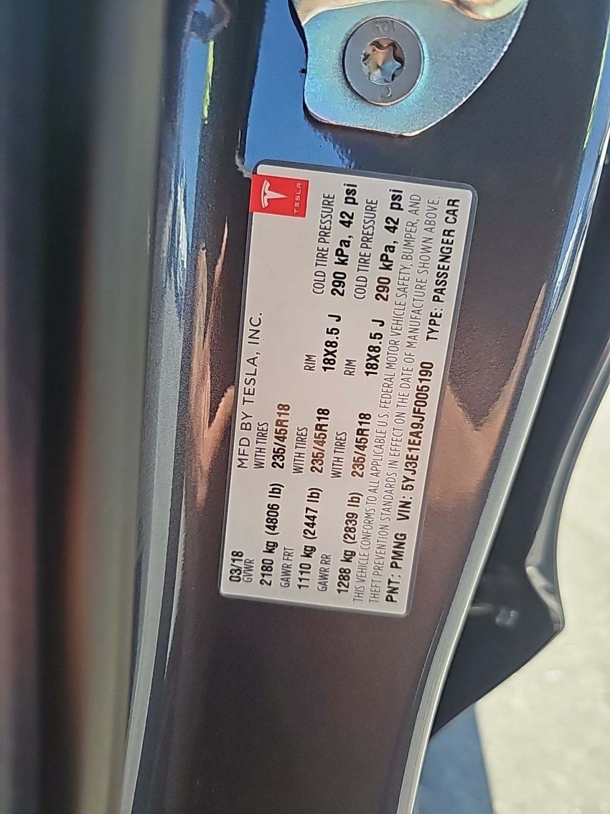 2018 Tesla Model 3 Long Range RWD