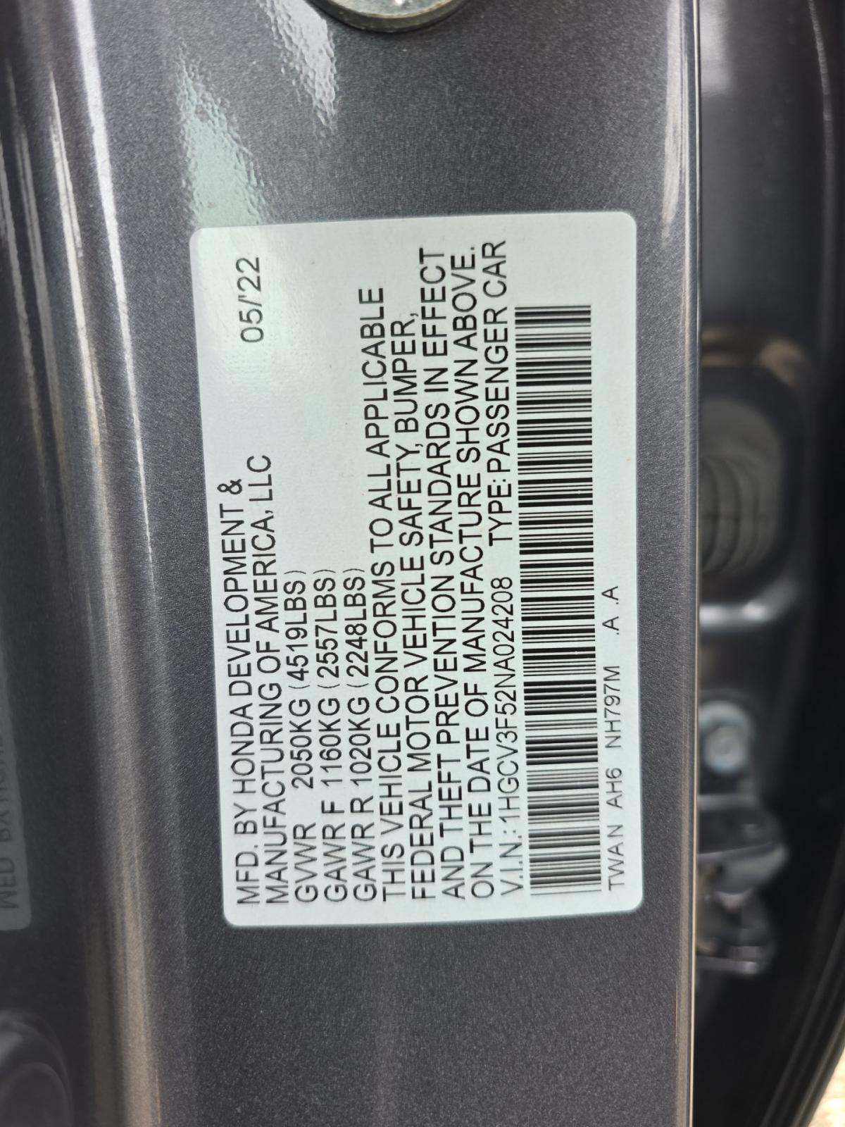 2022 Honda Accord Hybrid EX-L FWD