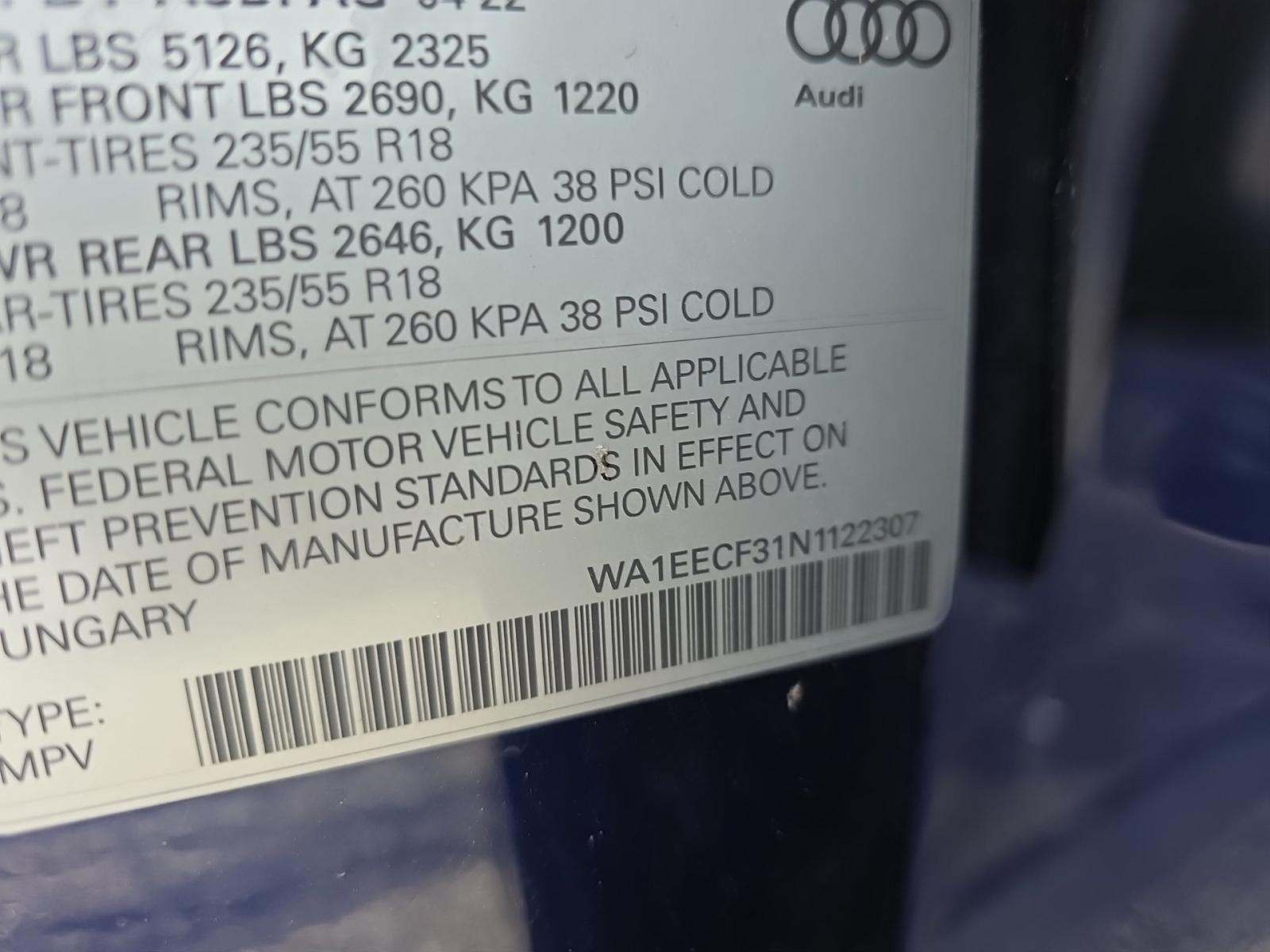 2022 Audi Q3 2.0T S line Premium Plus AWD