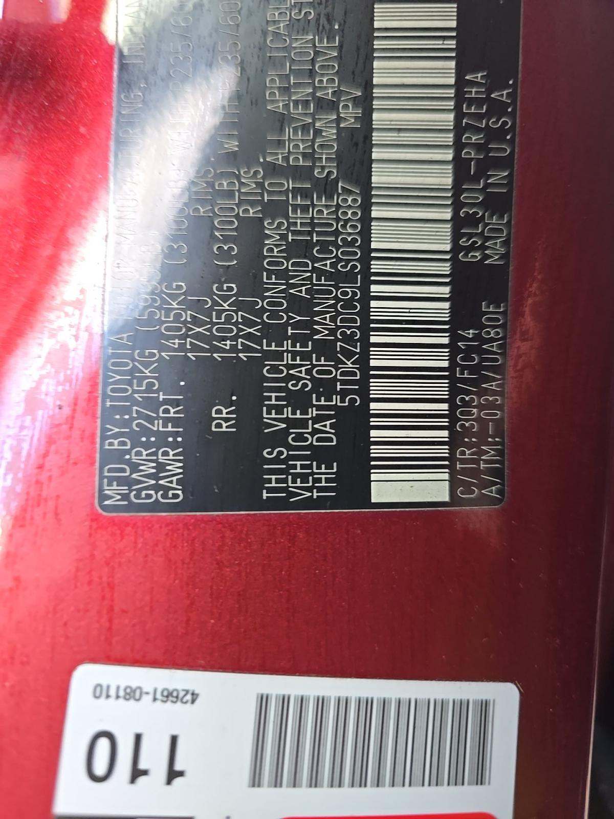 2020 Toyota Sienna LE FWD