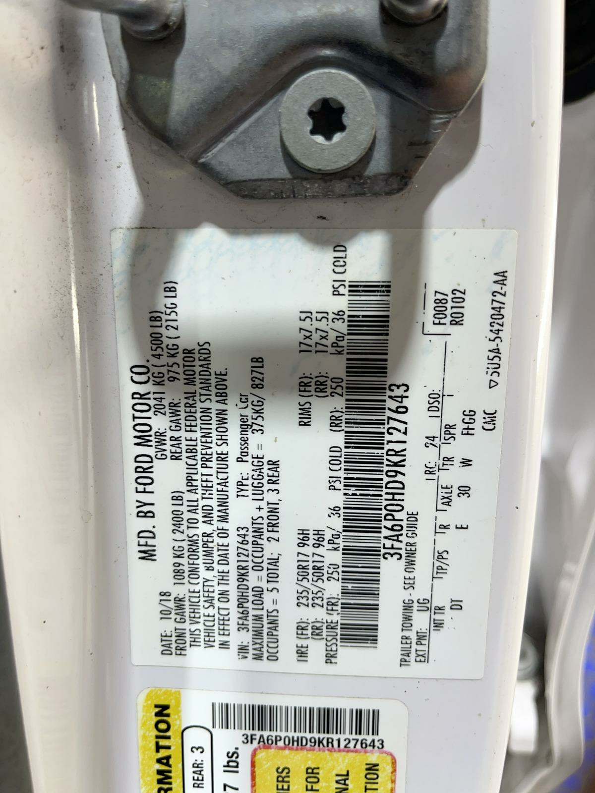 2019 Ford Fusion SE FWD