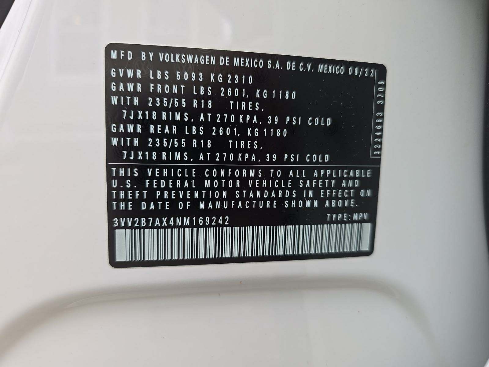 2022 Volkswagen Tiguan 2.0T SE AWD