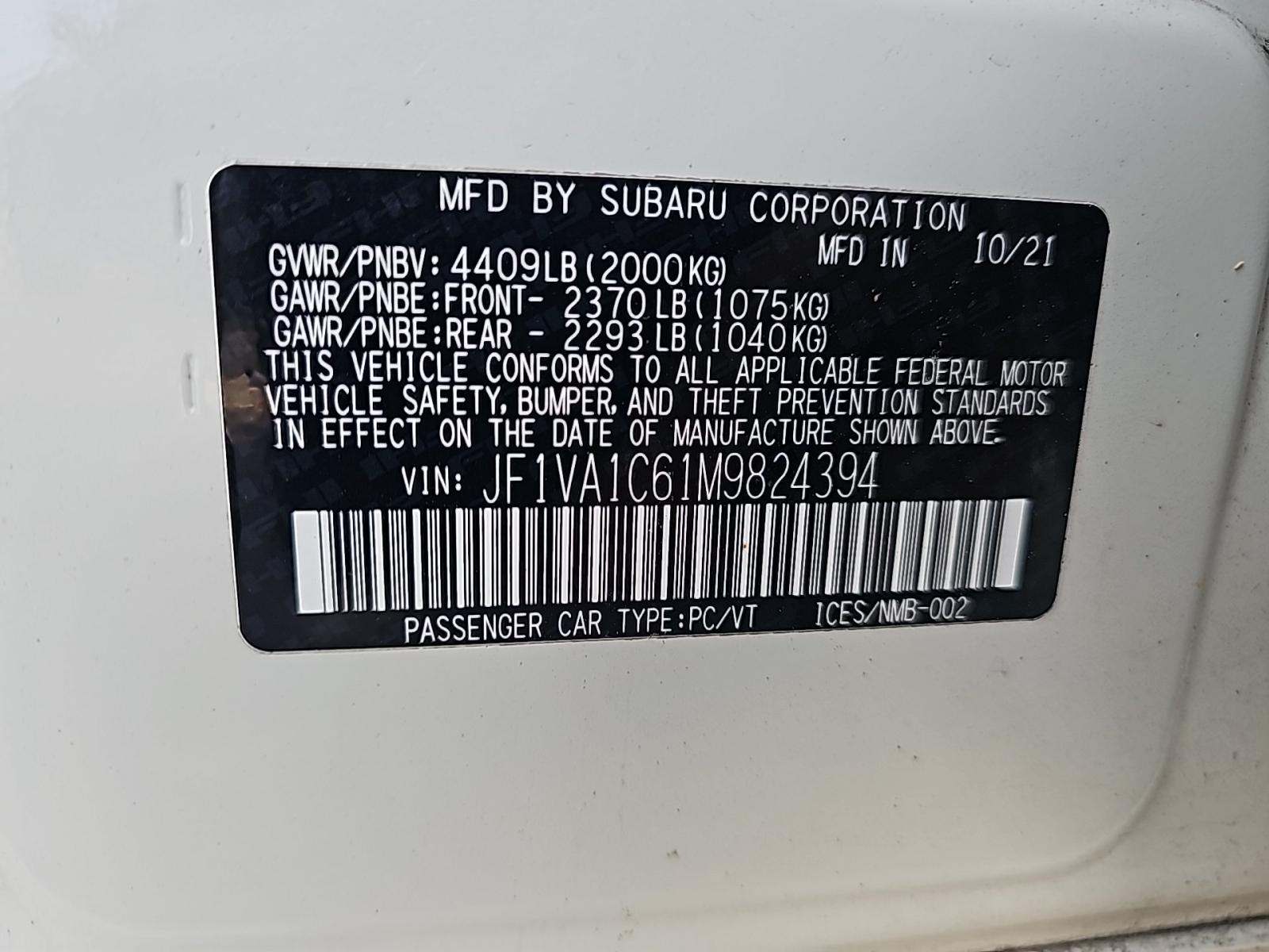 2021 Subaru WRX Premium AWD