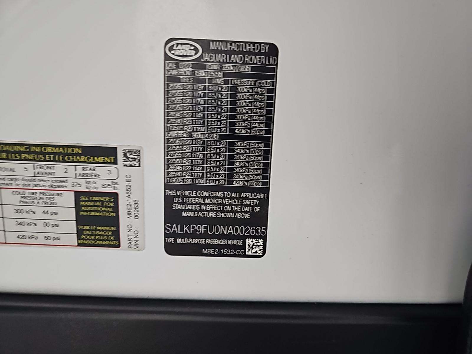 2022 Land Rover Range Rover SE AWD