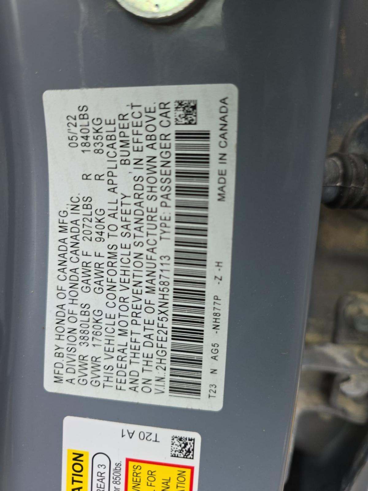 2022 Honda Civic Sport FWD