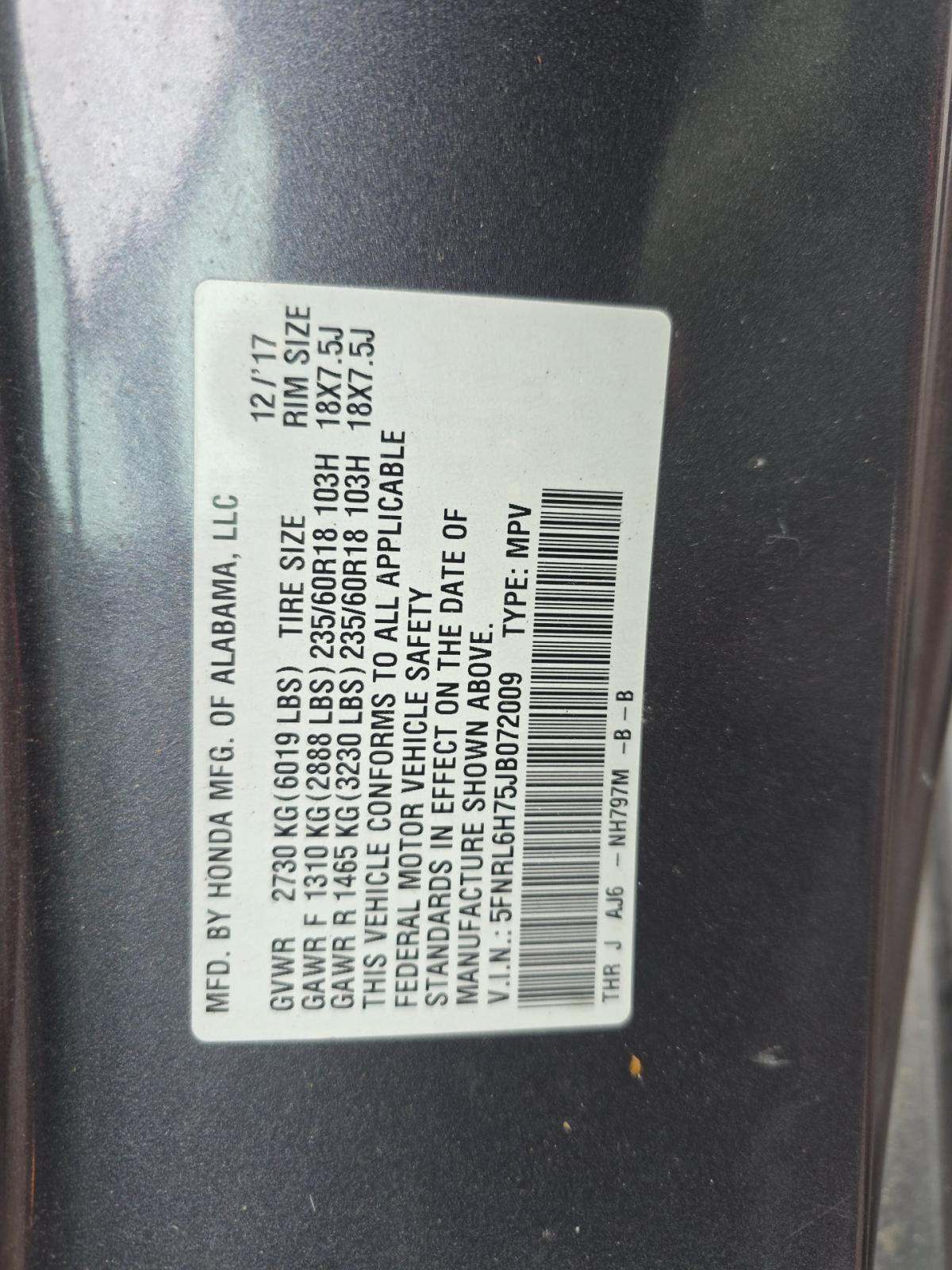 2018 Honda Odyssey EX-L FWD
