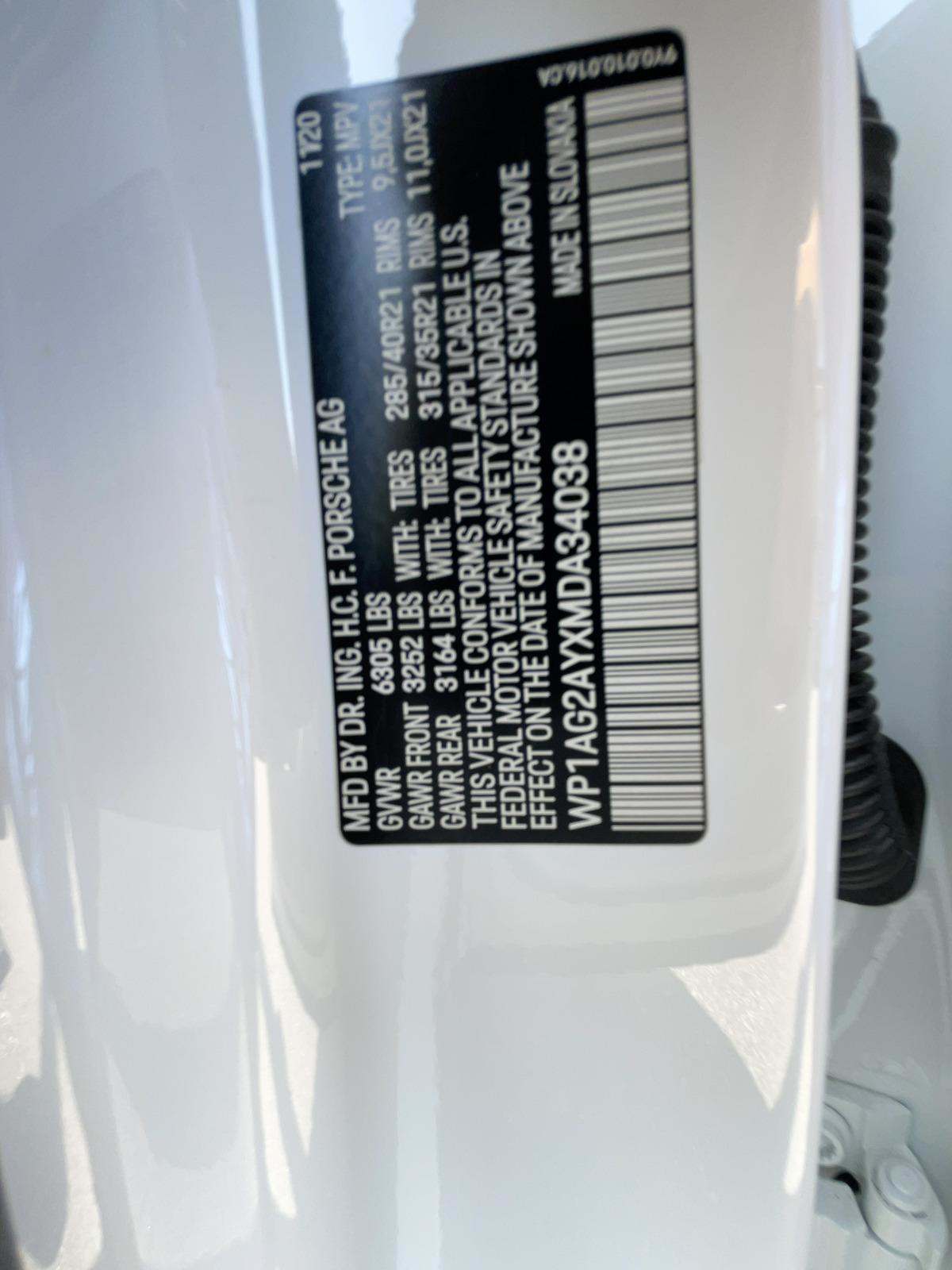 2021 Porsche Cayenne VIN WP1AG2AYXMDA34038 from the USA PLC Group