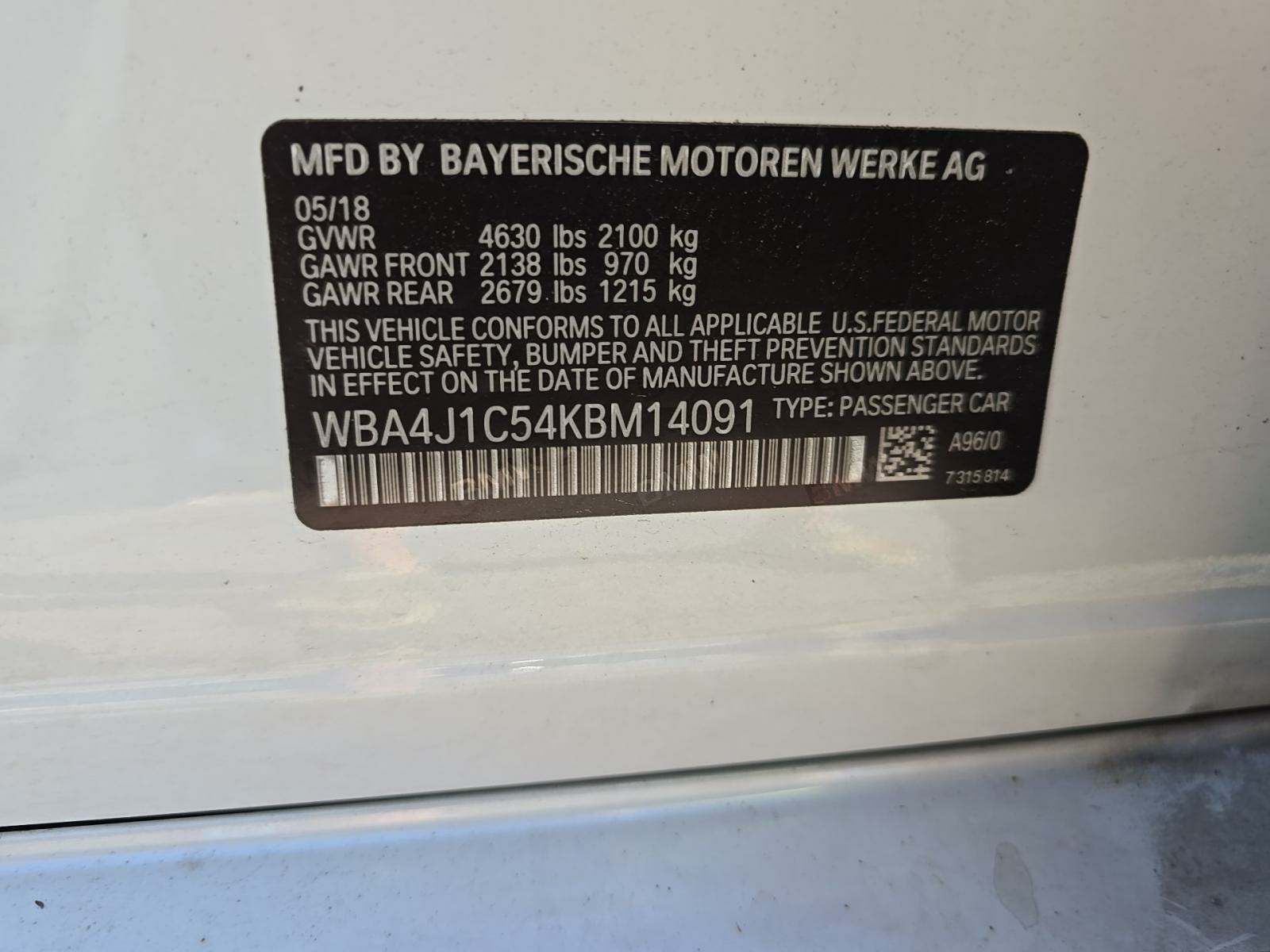 2019 BMW 4 Series 430i RWD