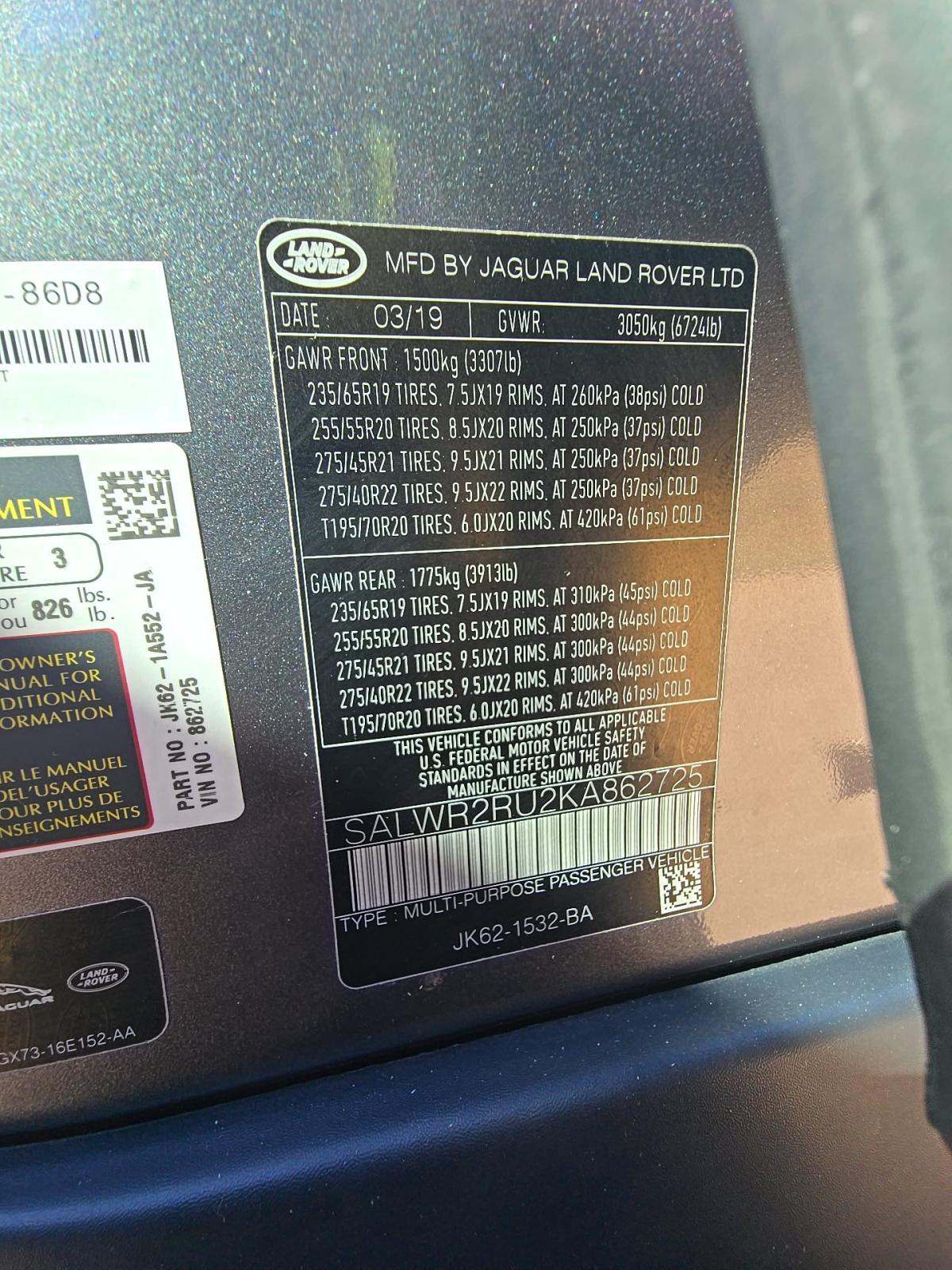 2019 Land Rover Range Rover Sport HSE AWD