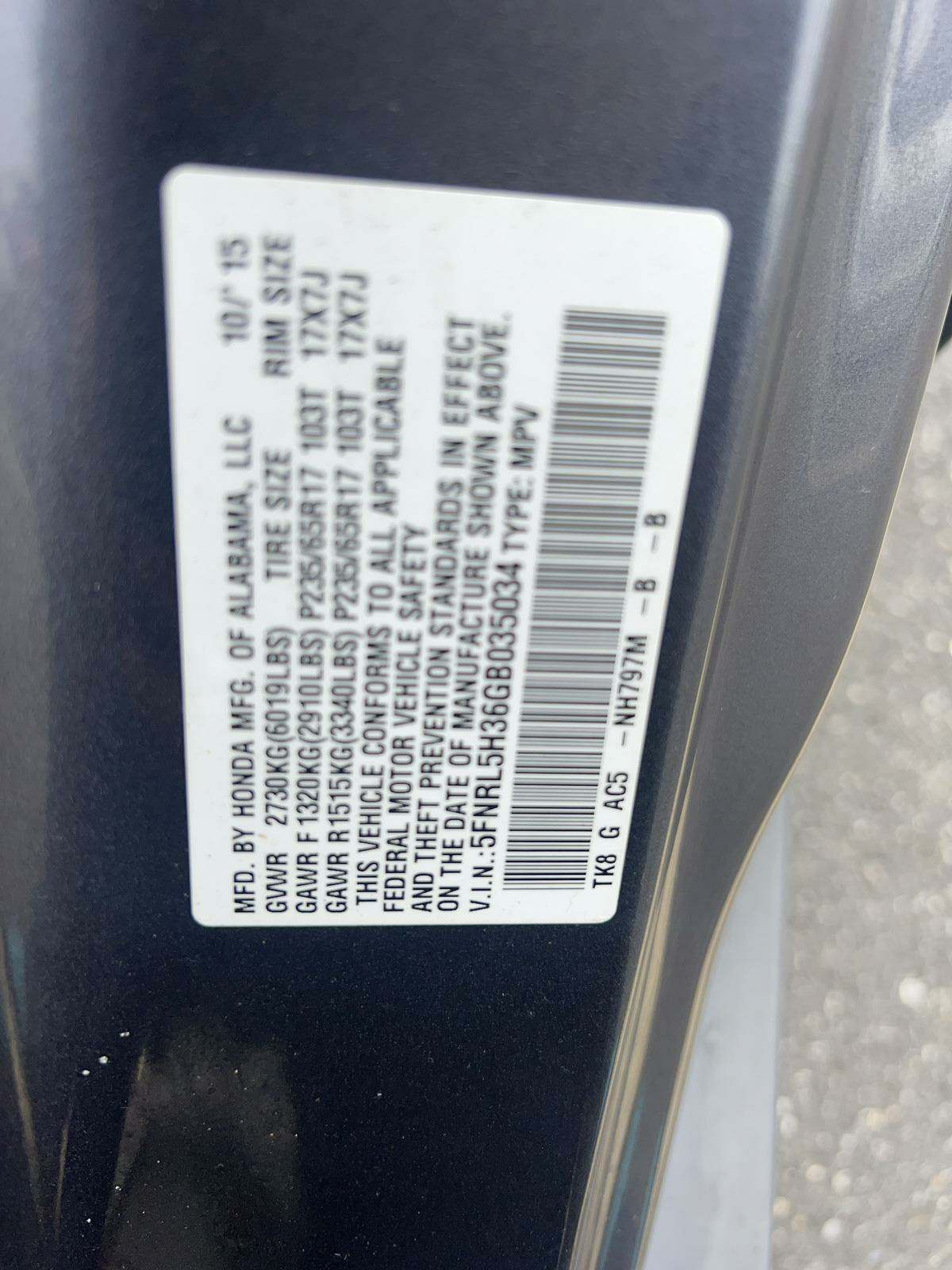 2016 Honda Odyssey SE FWD