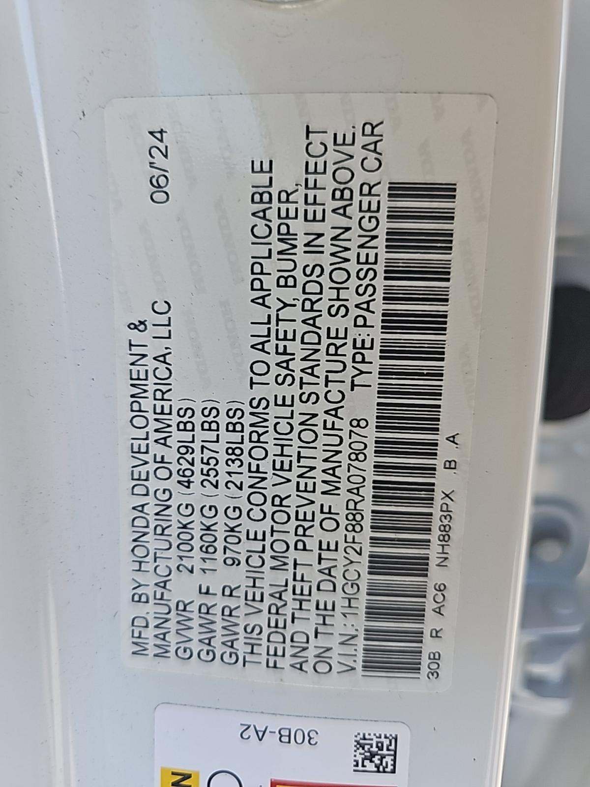 2024 Honda Accord Hybrid Touring FWD