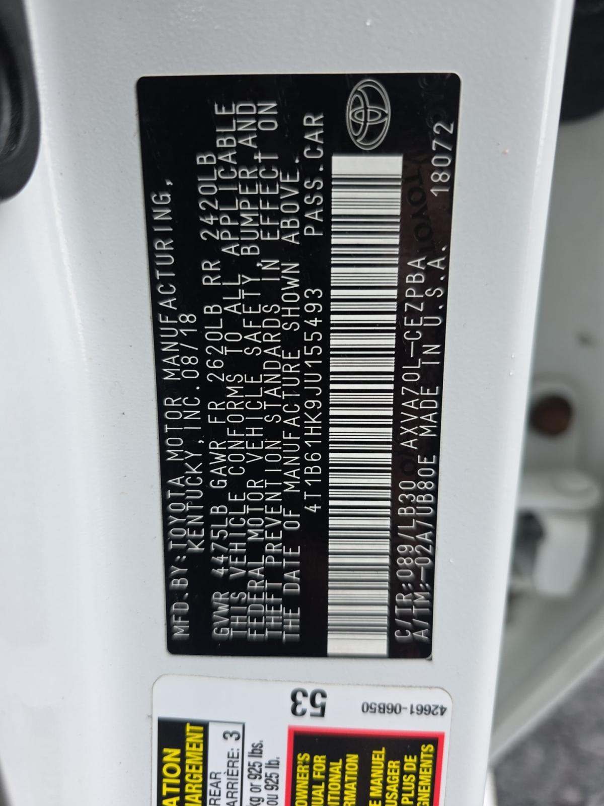 2018 Toyota Camry XSE FWD