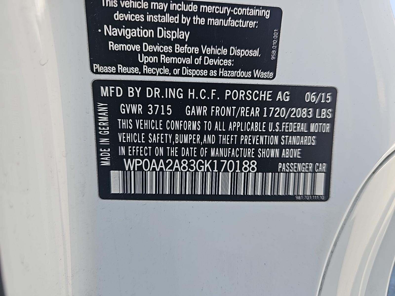 2016 Porsche Cayman Base RWD