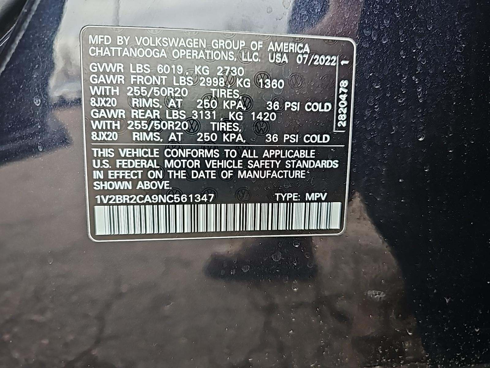 2022 Volkswagen Atlas 3.6L SEL AWD