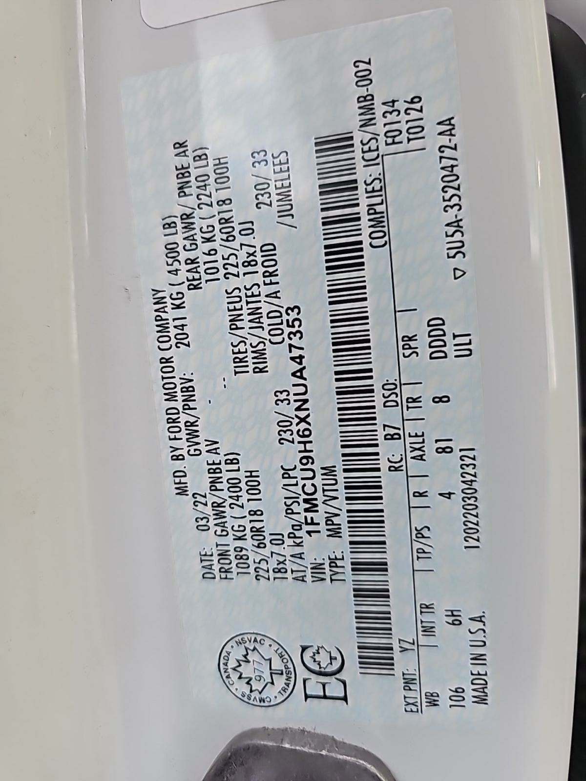 2022 Ford Escape SEL AWD