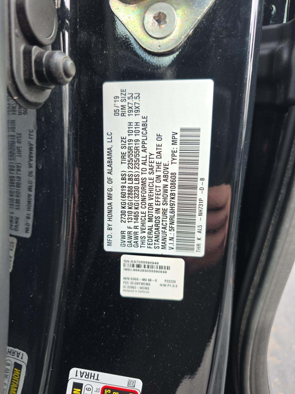 2019 Honda Odyssey Elite FWD