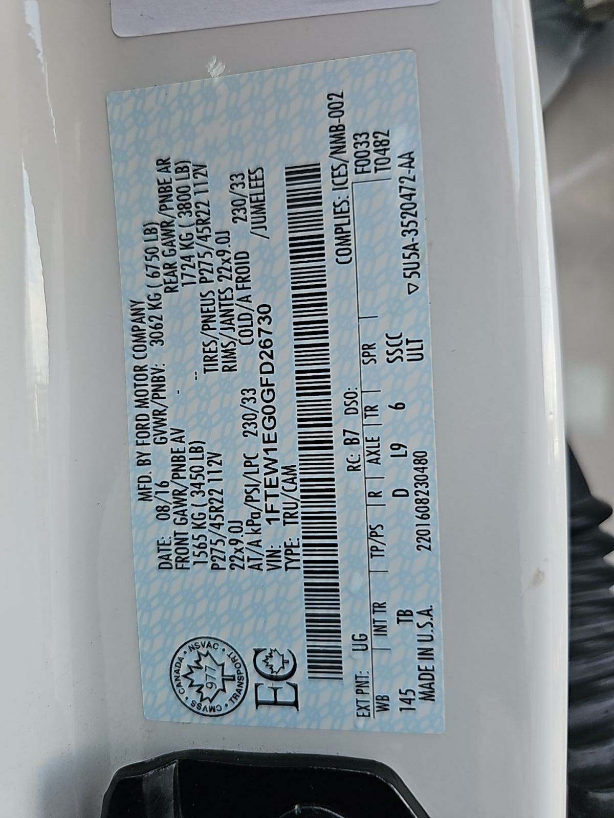 2016 Ford F-150 Limited AWD