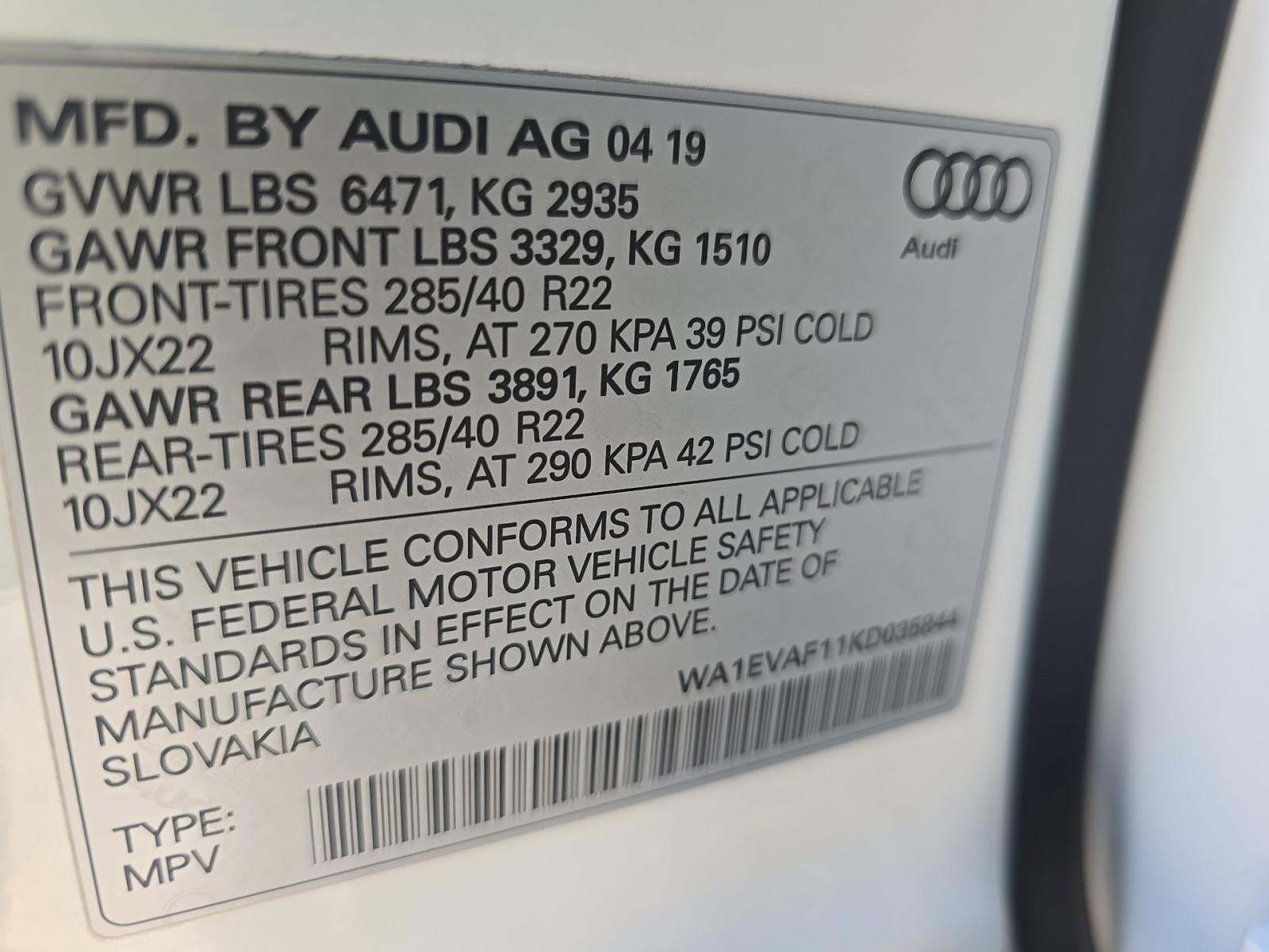 2019 Audi Q8 Premium Plus AWD