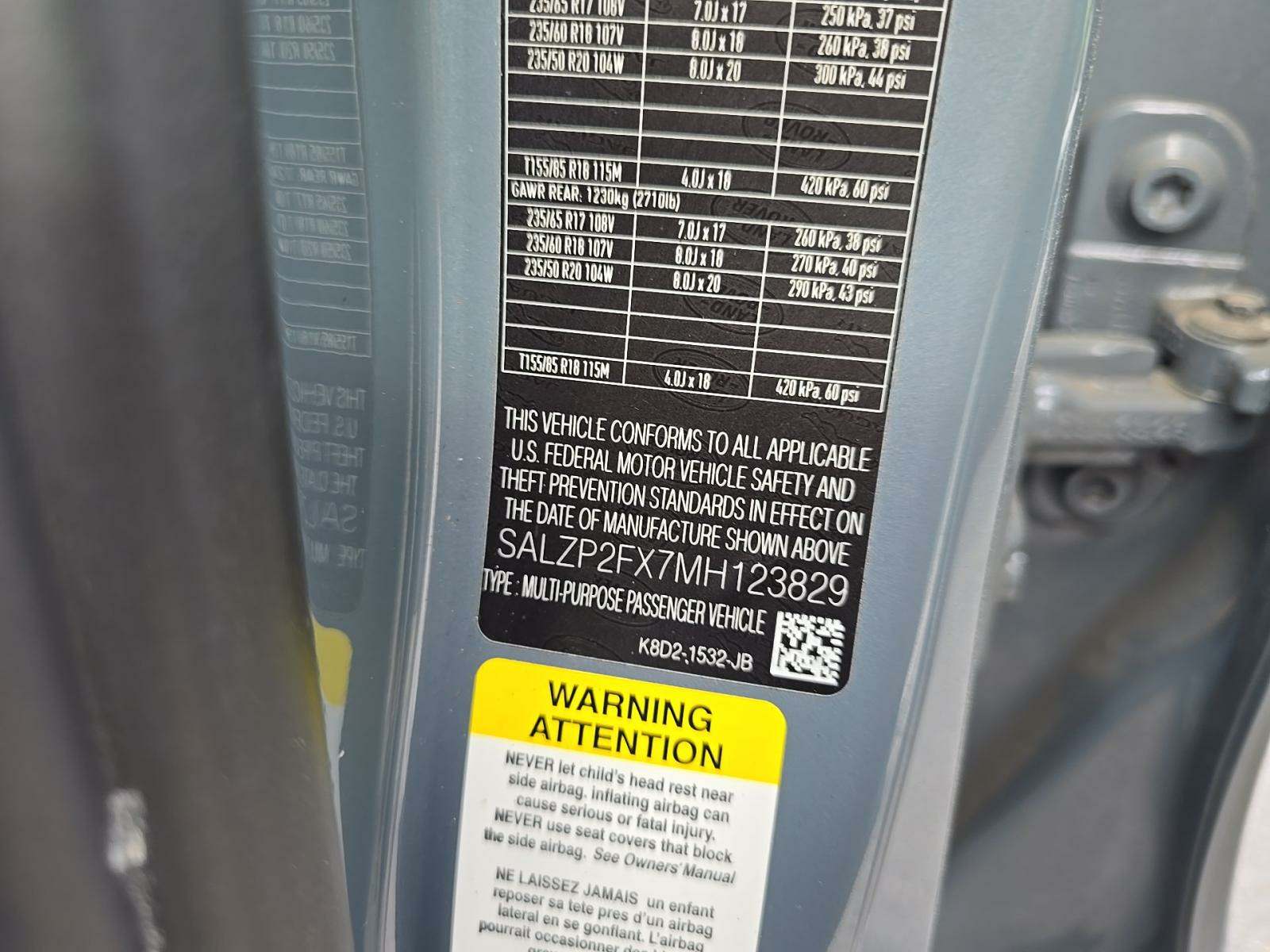 2021 Land Rover Range Rover Evoque SE AWD