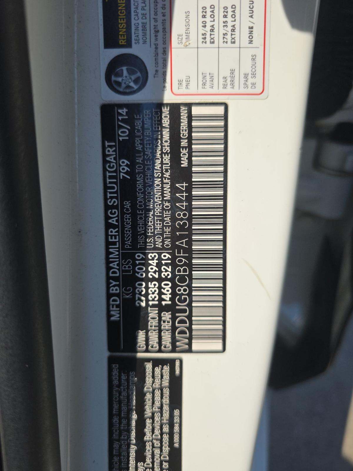 2015 Mercedes-Benz S-Class S 550 RWD