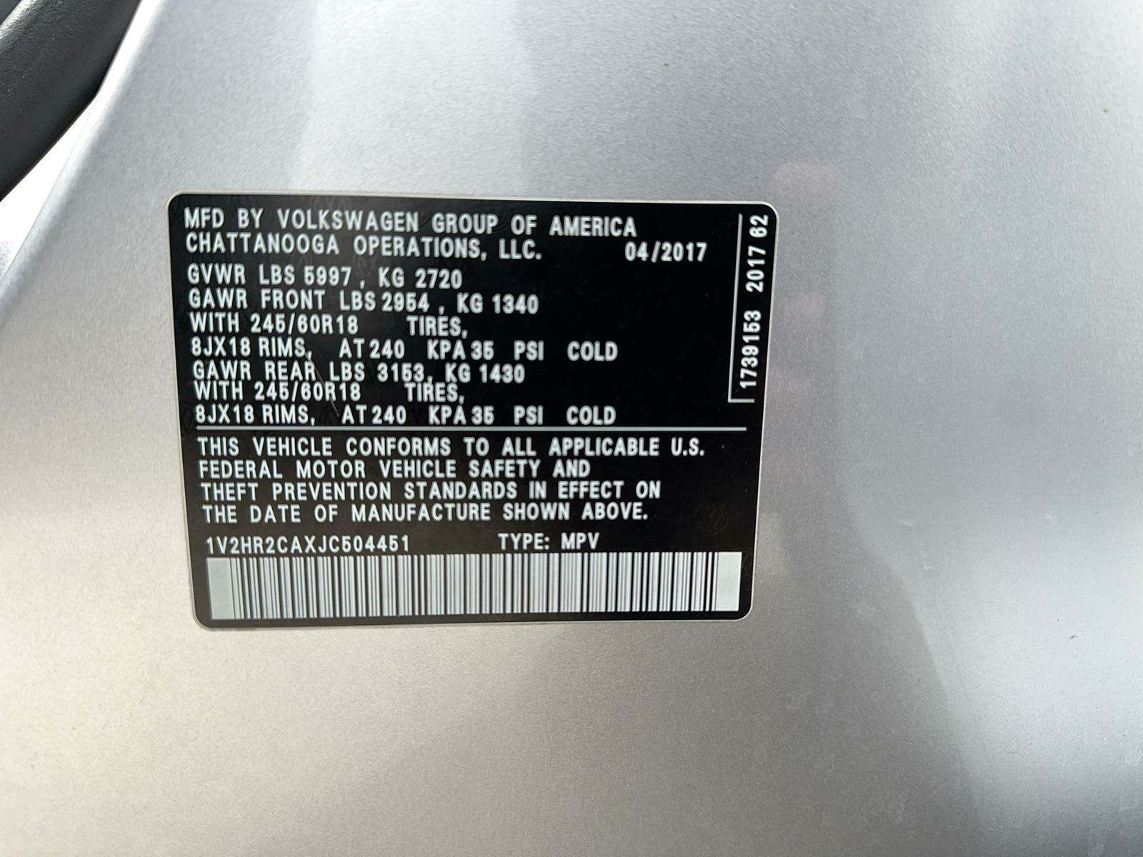 2018 Volkswagen Atlas 3.6L Launch Edition AWD