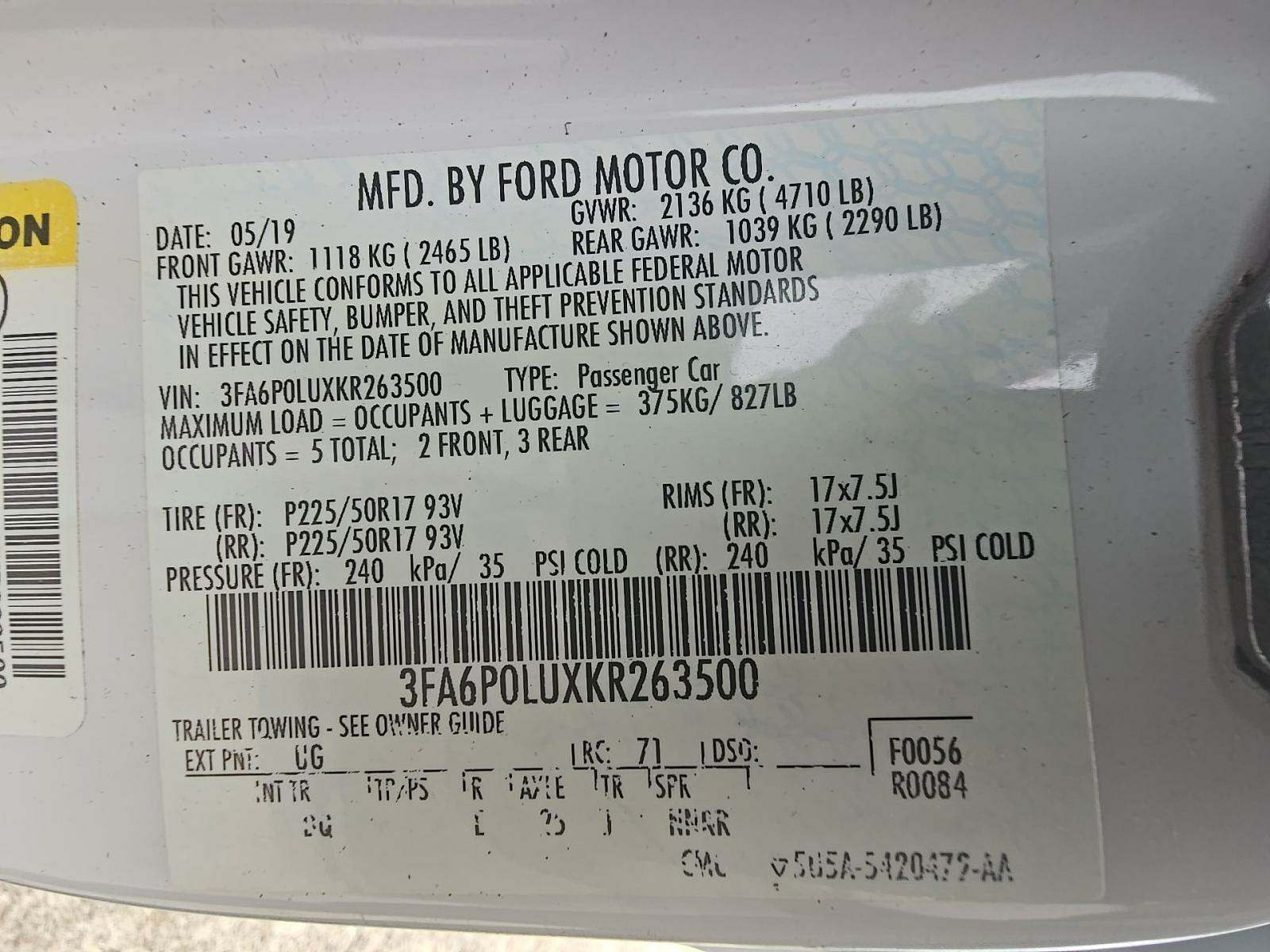2019 Ford Fusion Hybrid SE FWD
