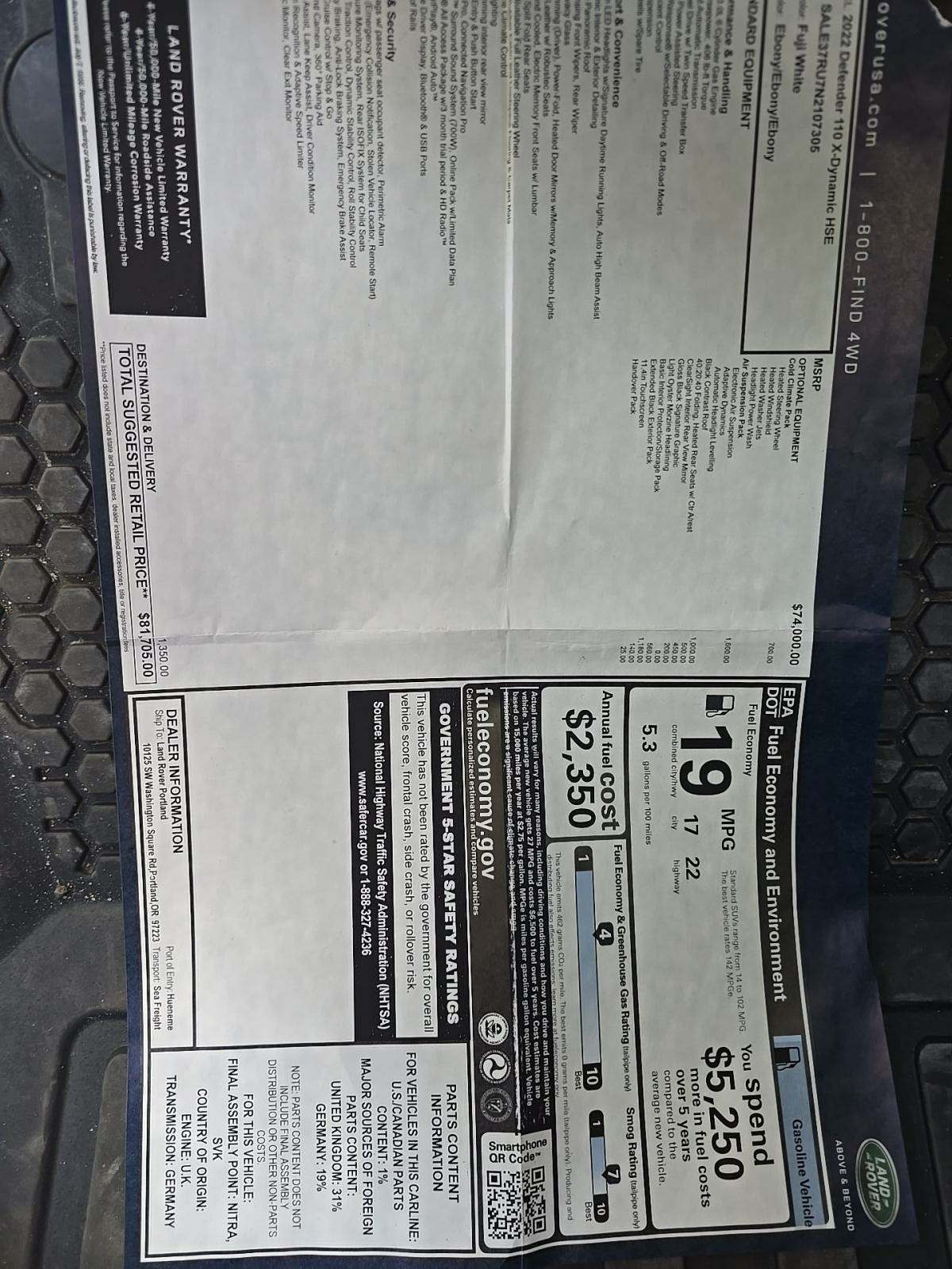 2022 Land Rover Defender 110 X-Dynamic HSE AWD