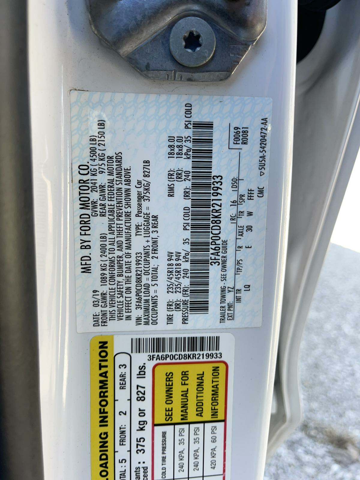 2019 Ford Fusion SEL FWD