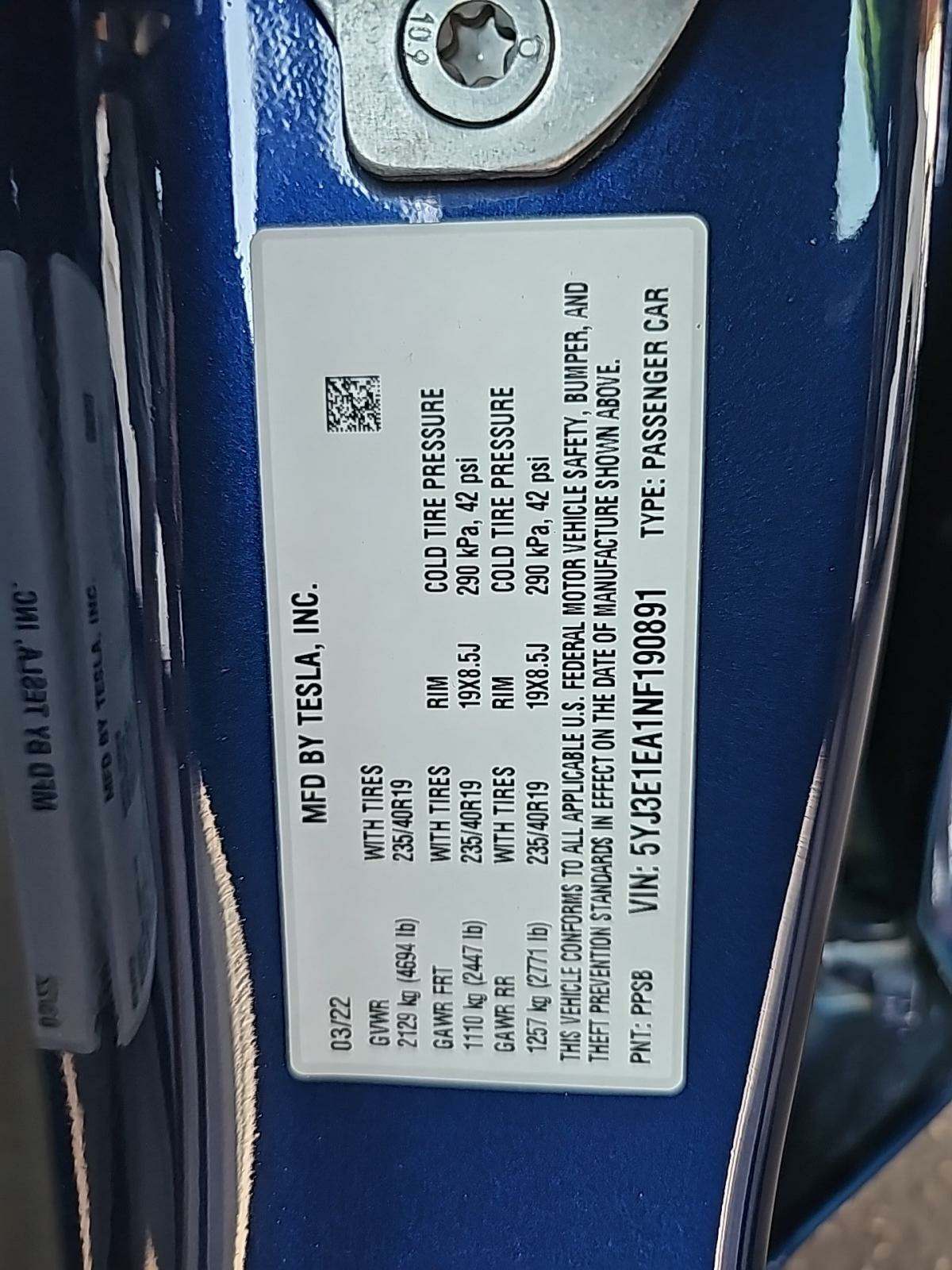 2022 Tesla Model 3 Standard Range RWD