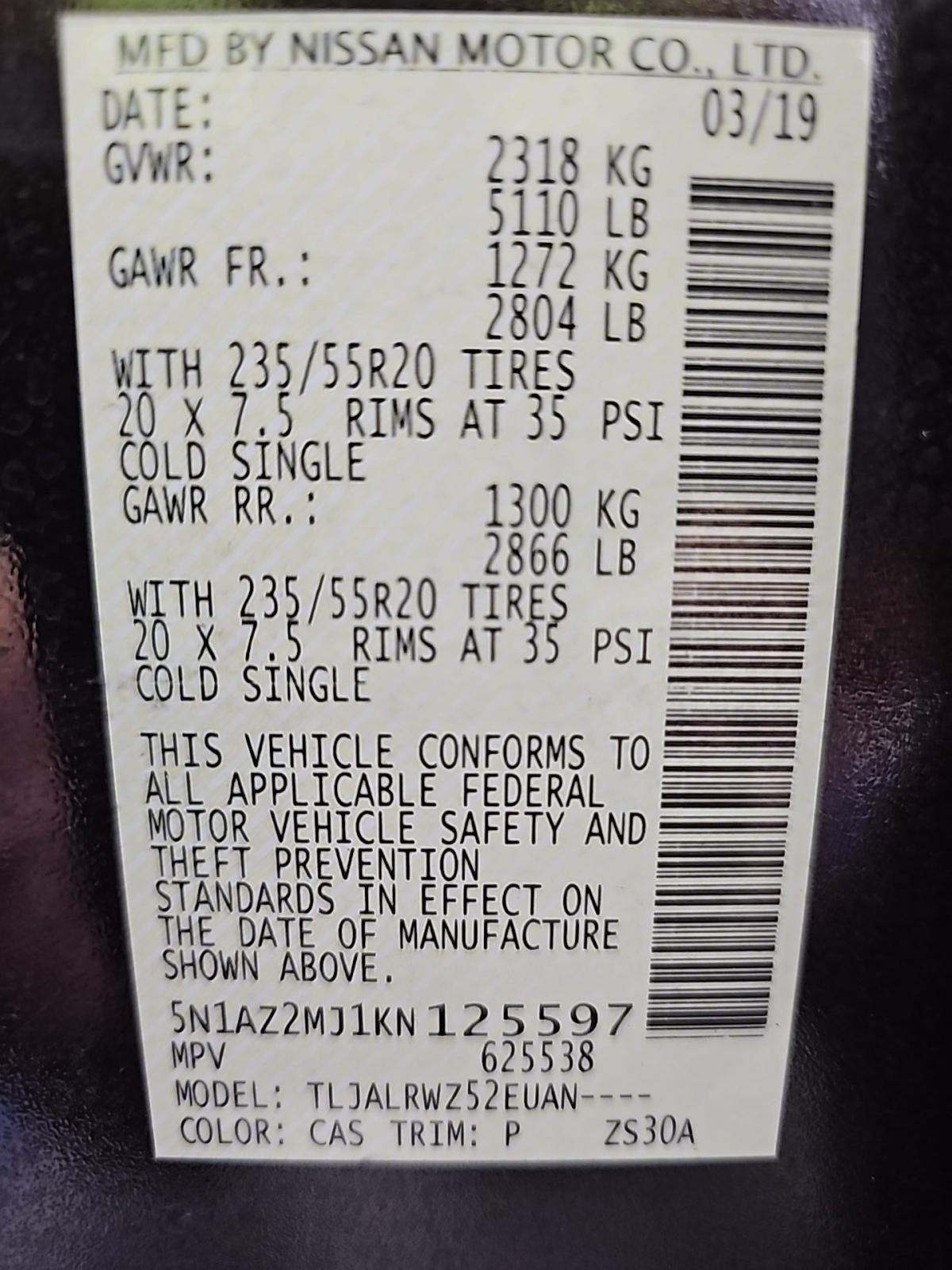 2019 Nissan Murano SL FWD