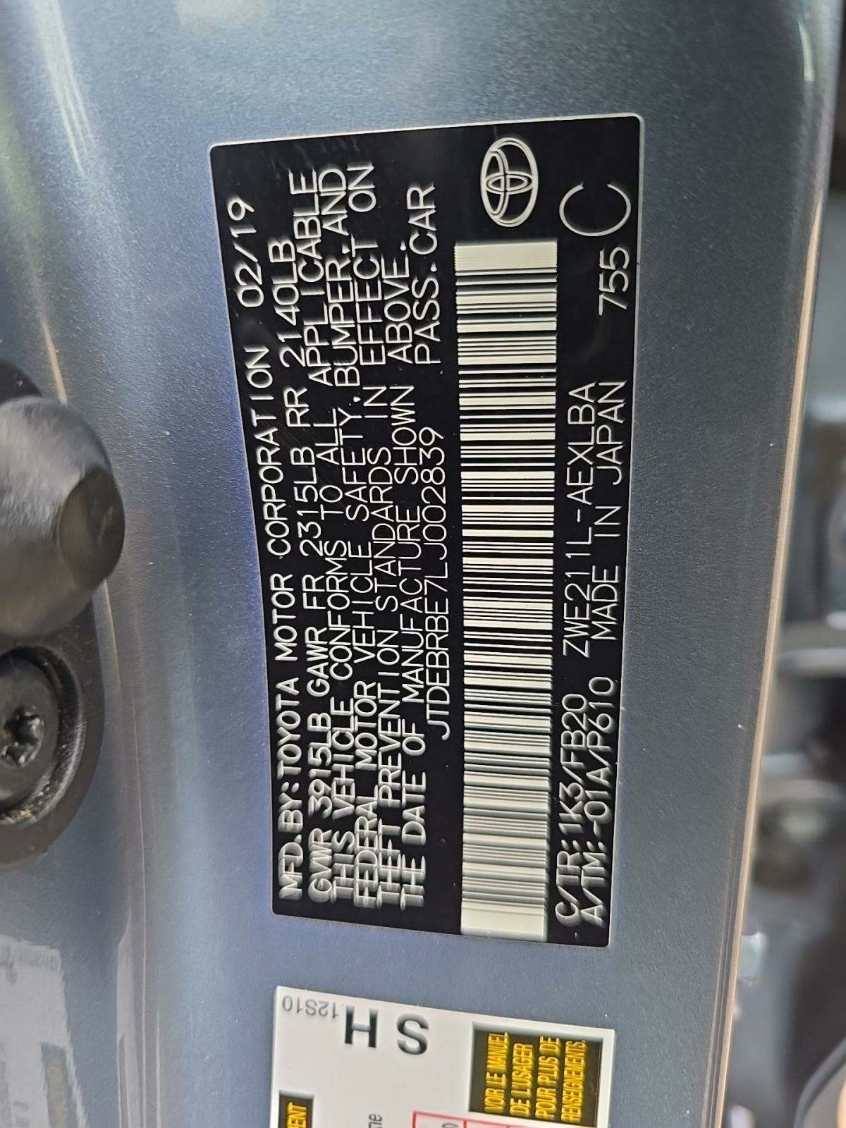 2020 Toyota Corolla Hybrid LE FWD