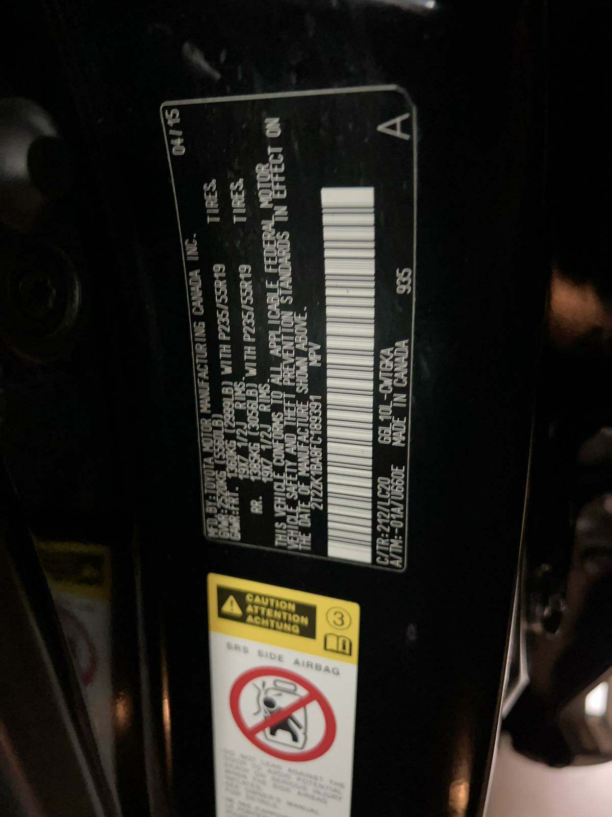 2015 Lexus RX 4D SUV FWD