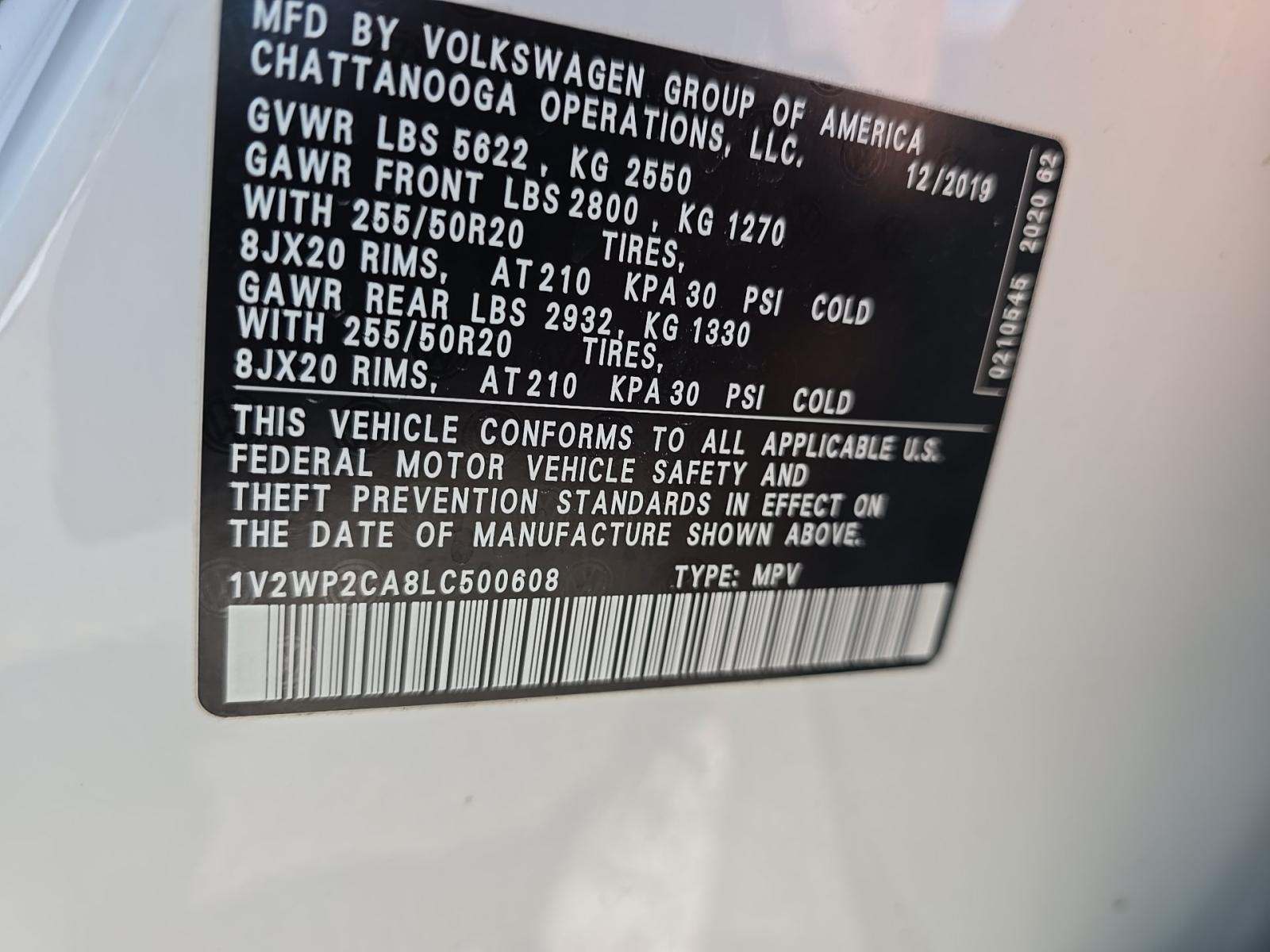 2020 Volkswagen Atlas 2.0T SE FWD