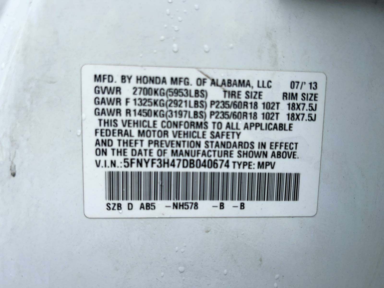 2013 Honda Pilot EX FWD