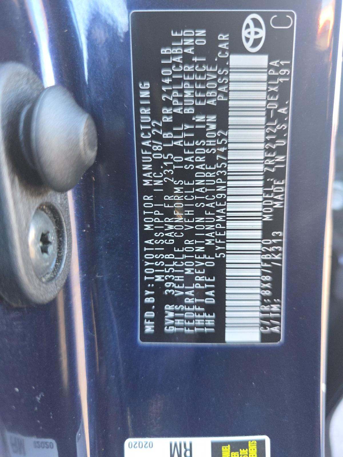 2022 Toyota Corolla LE FWD