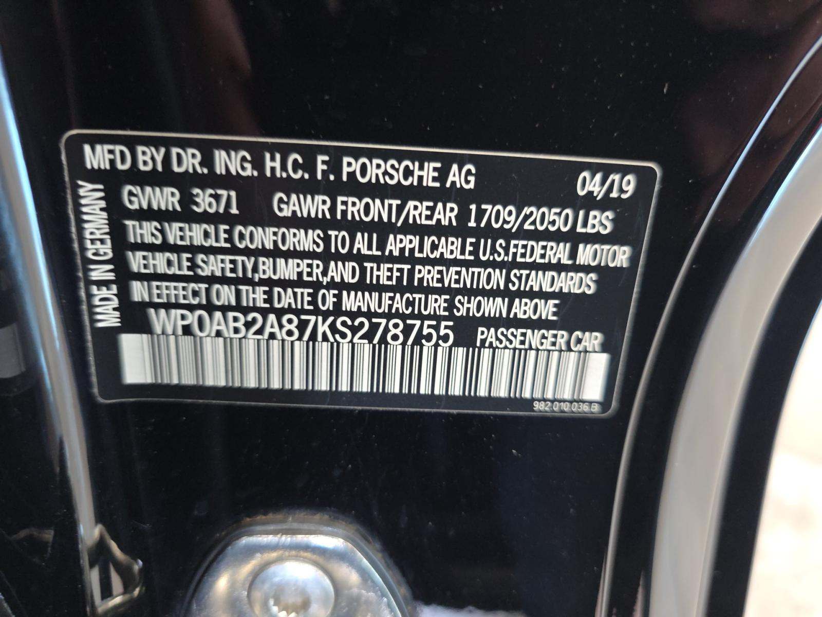 2019 Porsche 718 Cayman S RWD