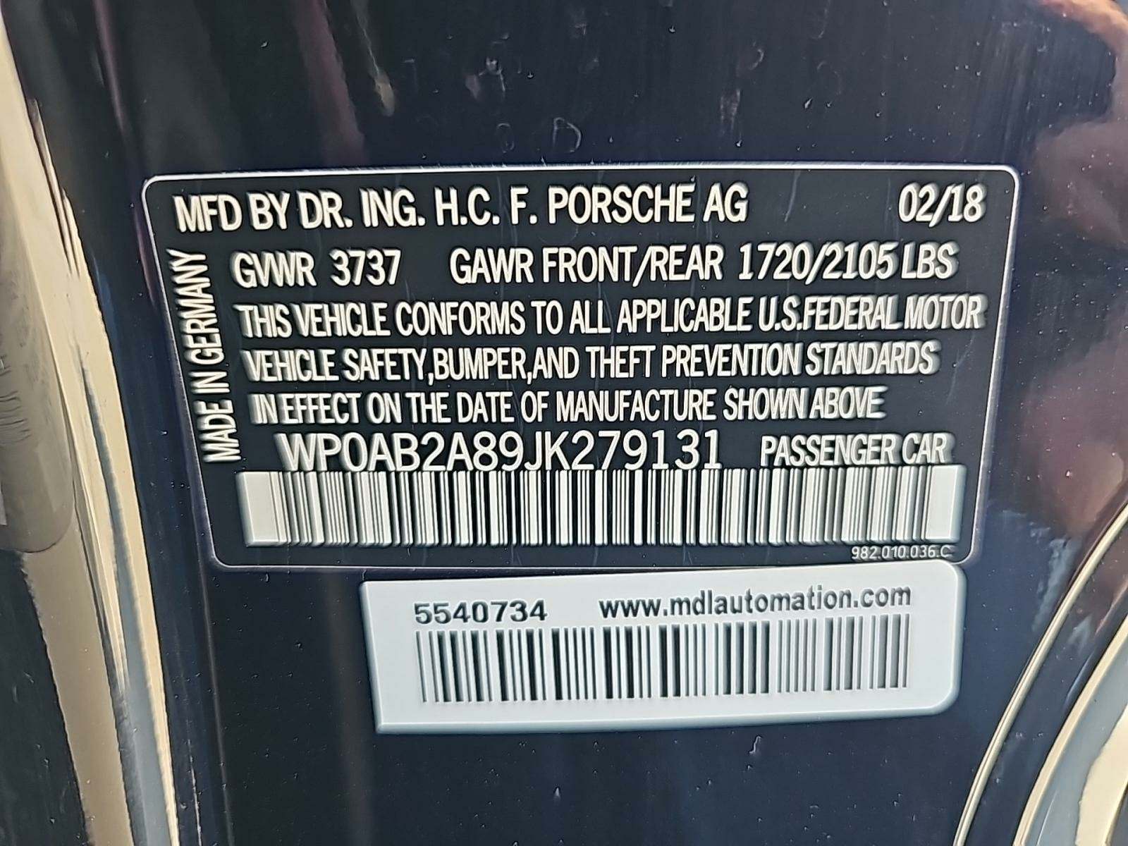 2018 Porsche 718 Cayman S RWD