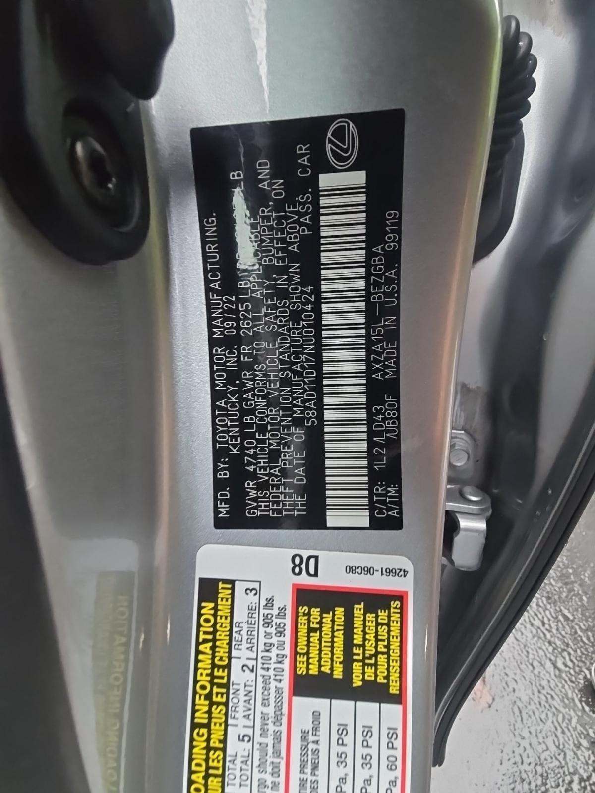 2022 Lexus ES ES 250 AWD