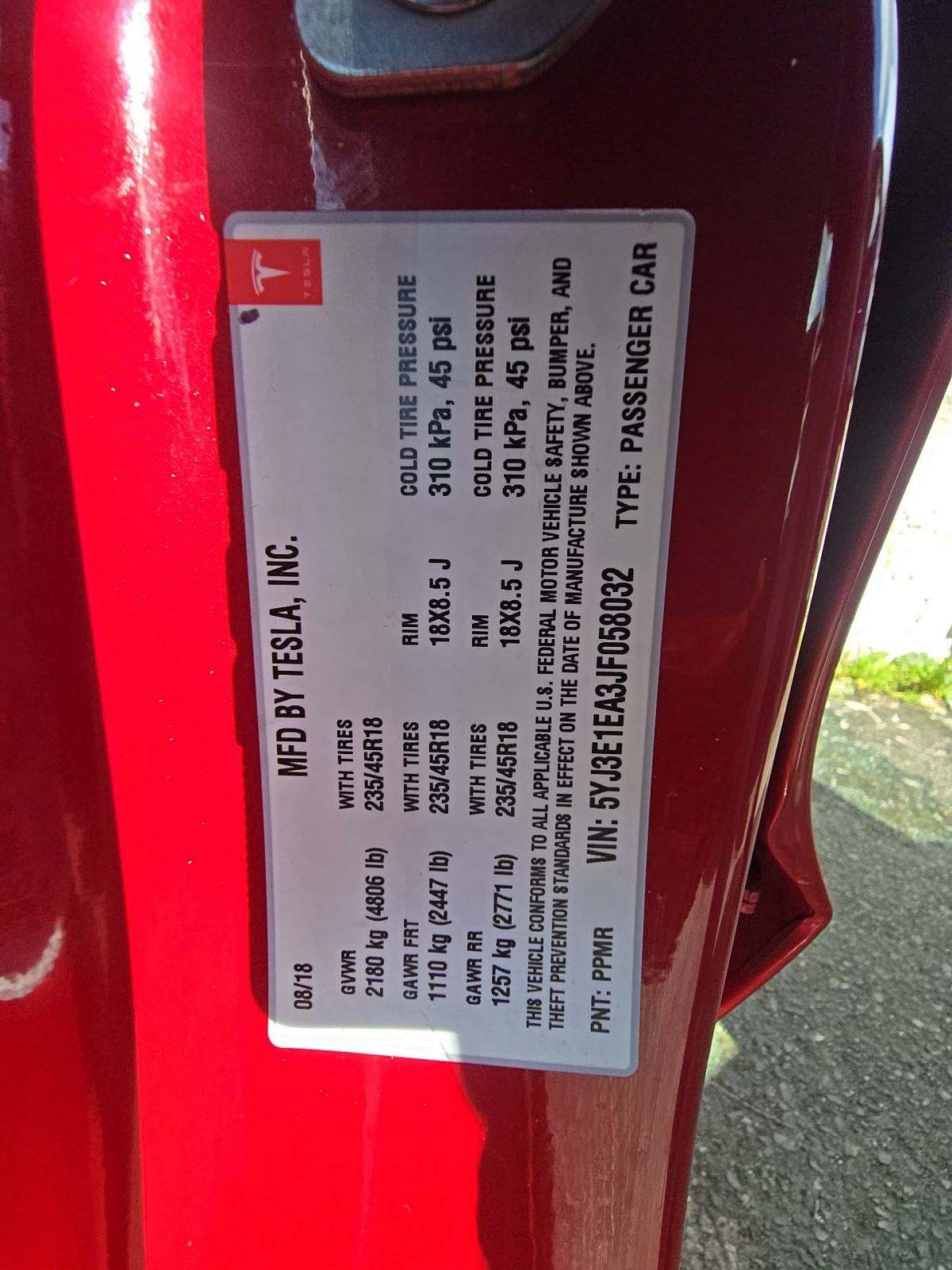 2018 Tesla Model 3 Long Range RWD