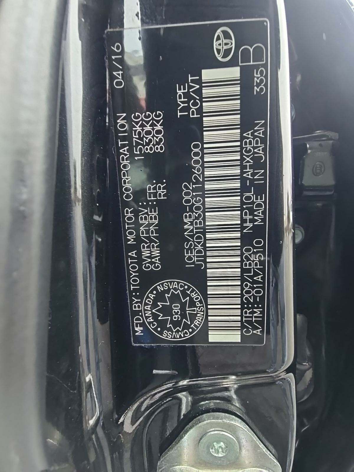 2016 Toyota Prius c Two FWD