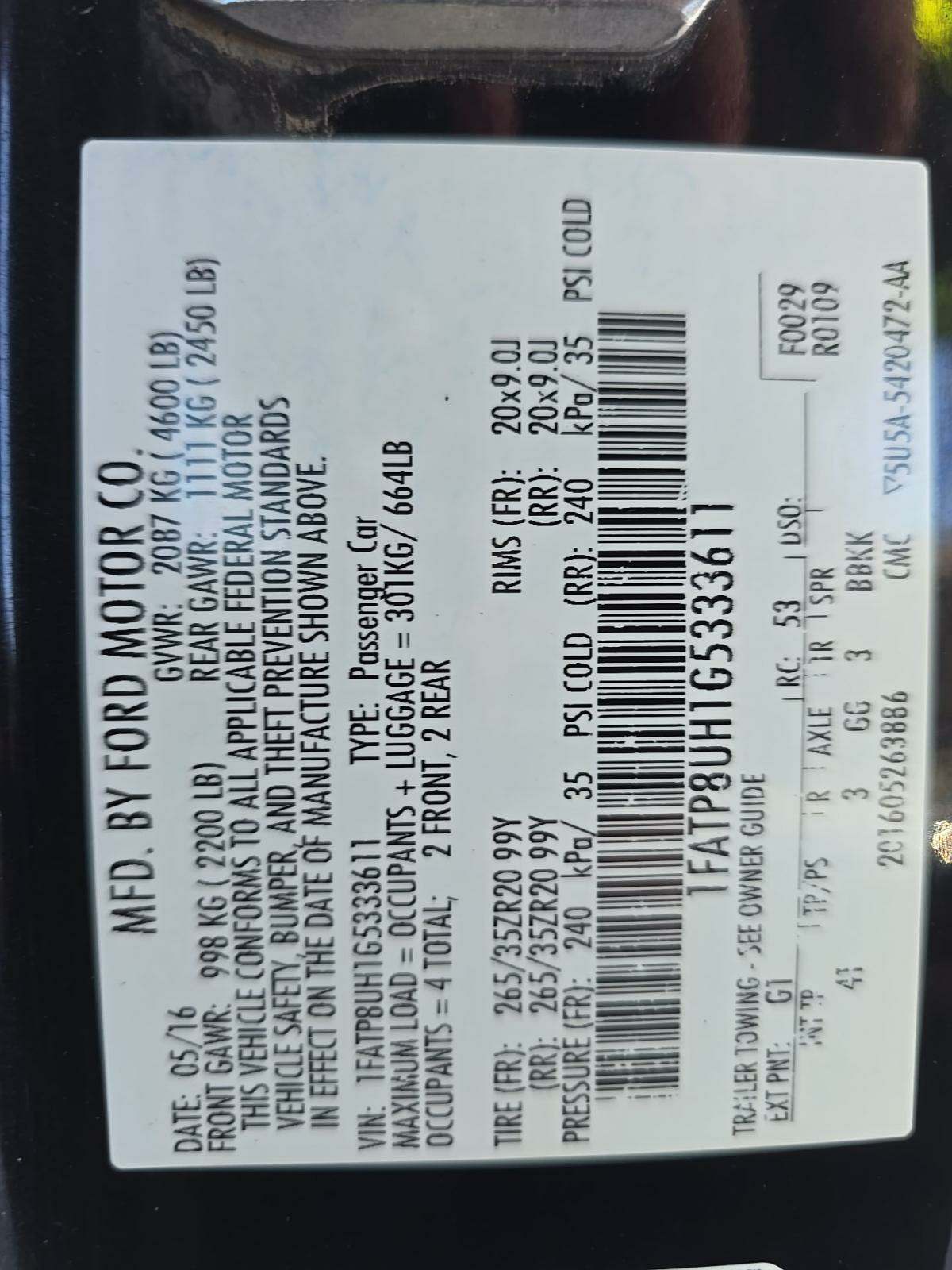 2016 Ford Mustang EcoBoost Premium RWD