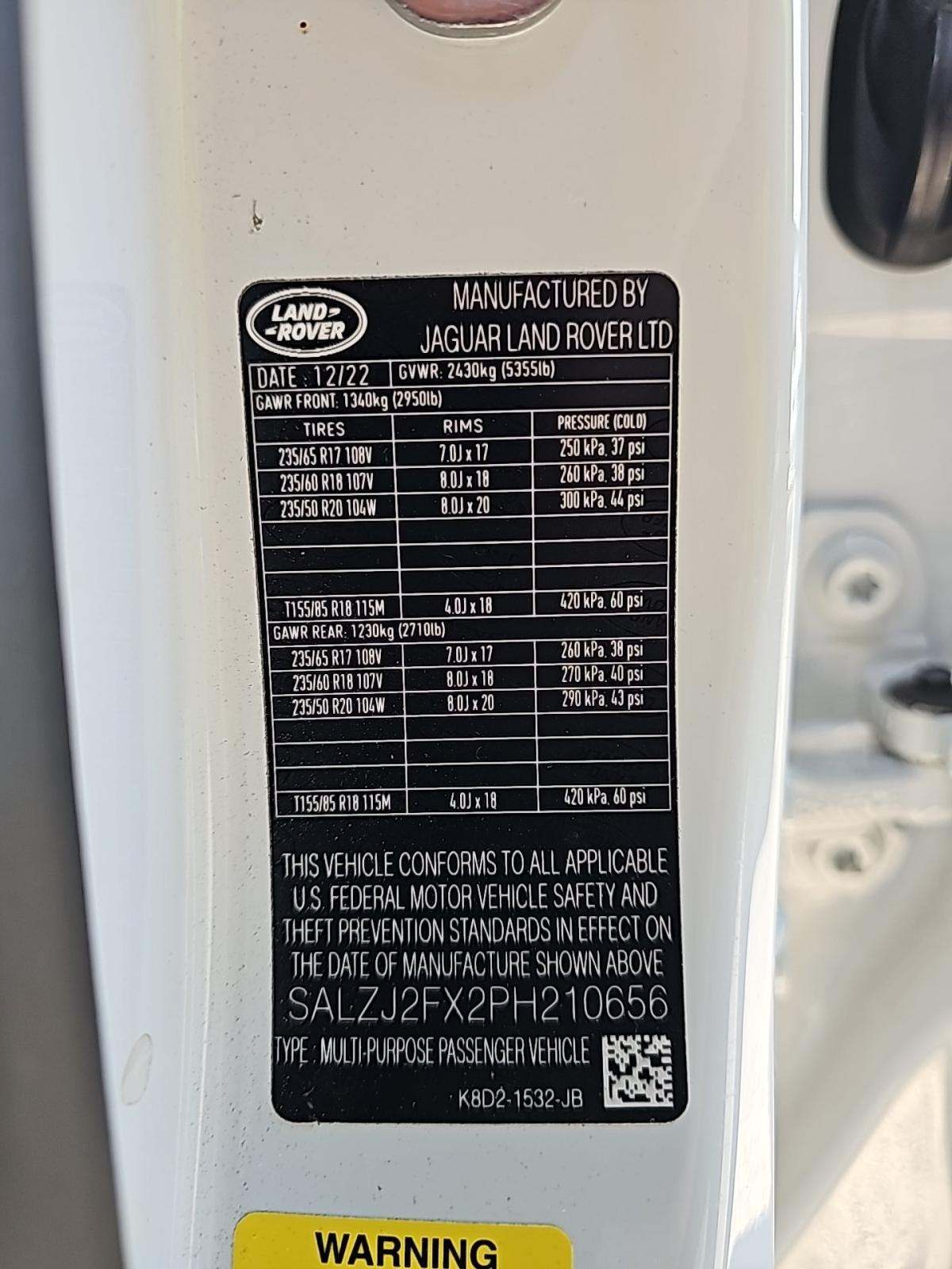 2023 Land Rover Range Rover Evoque S AWD