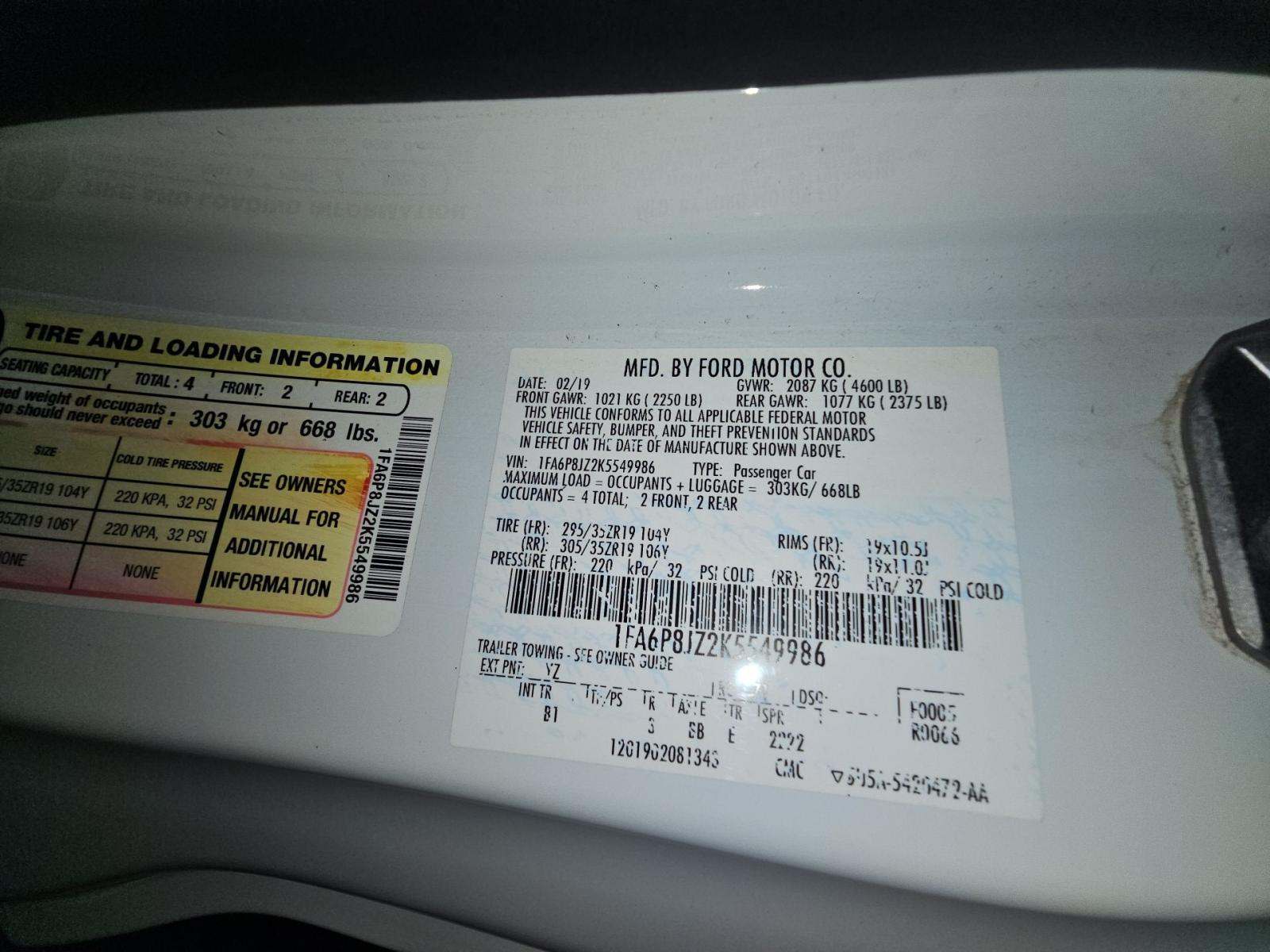 2019 Ford Mustang Shelby GT350 RWD