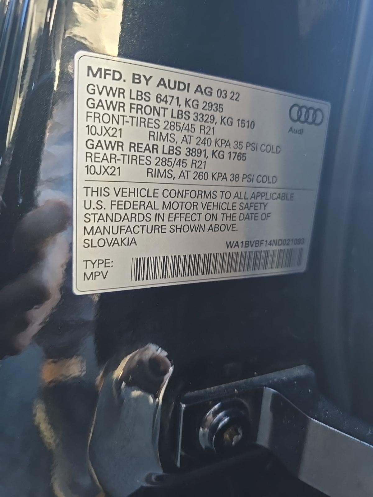 2022 Audi Q8 Premium Plus AWD