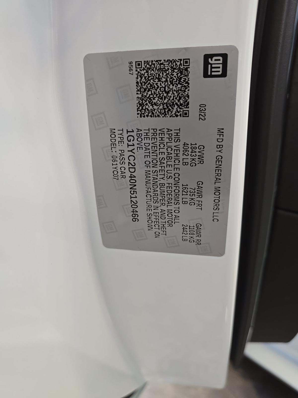 2022 Chevrolet Corvette Stingray RWD