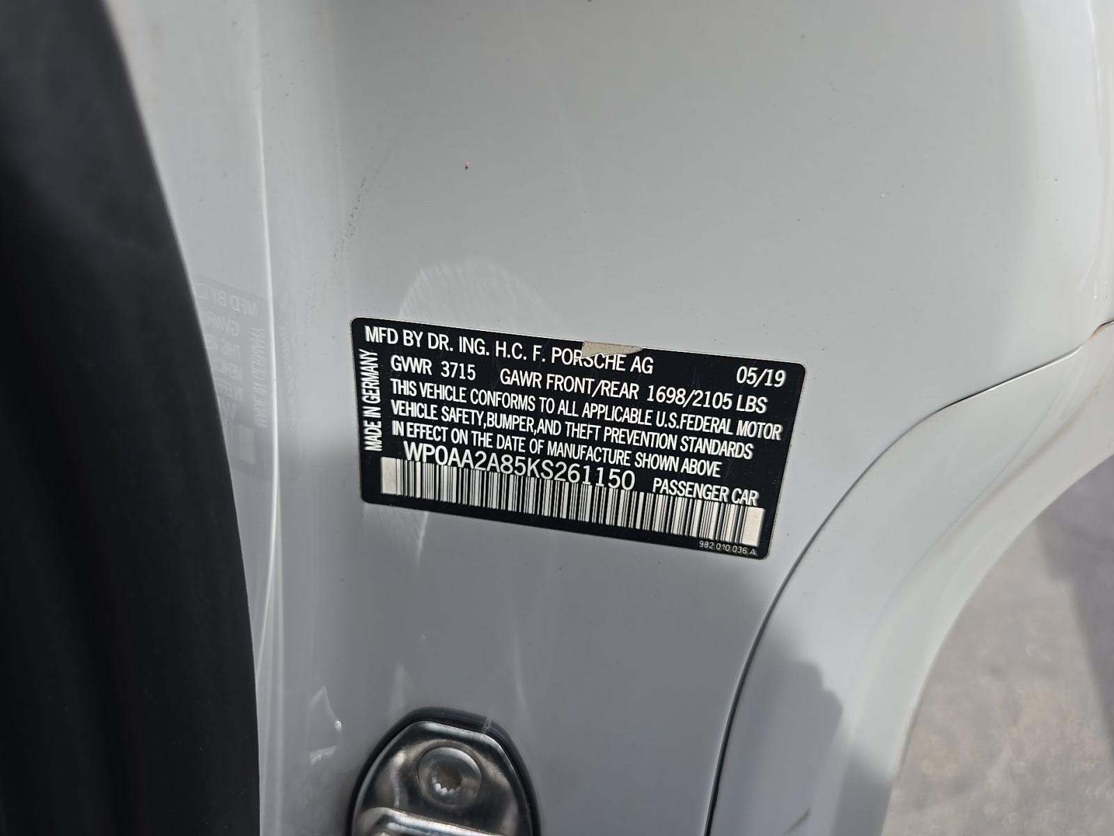 2019 Porsche 718 Cayman Base RWD