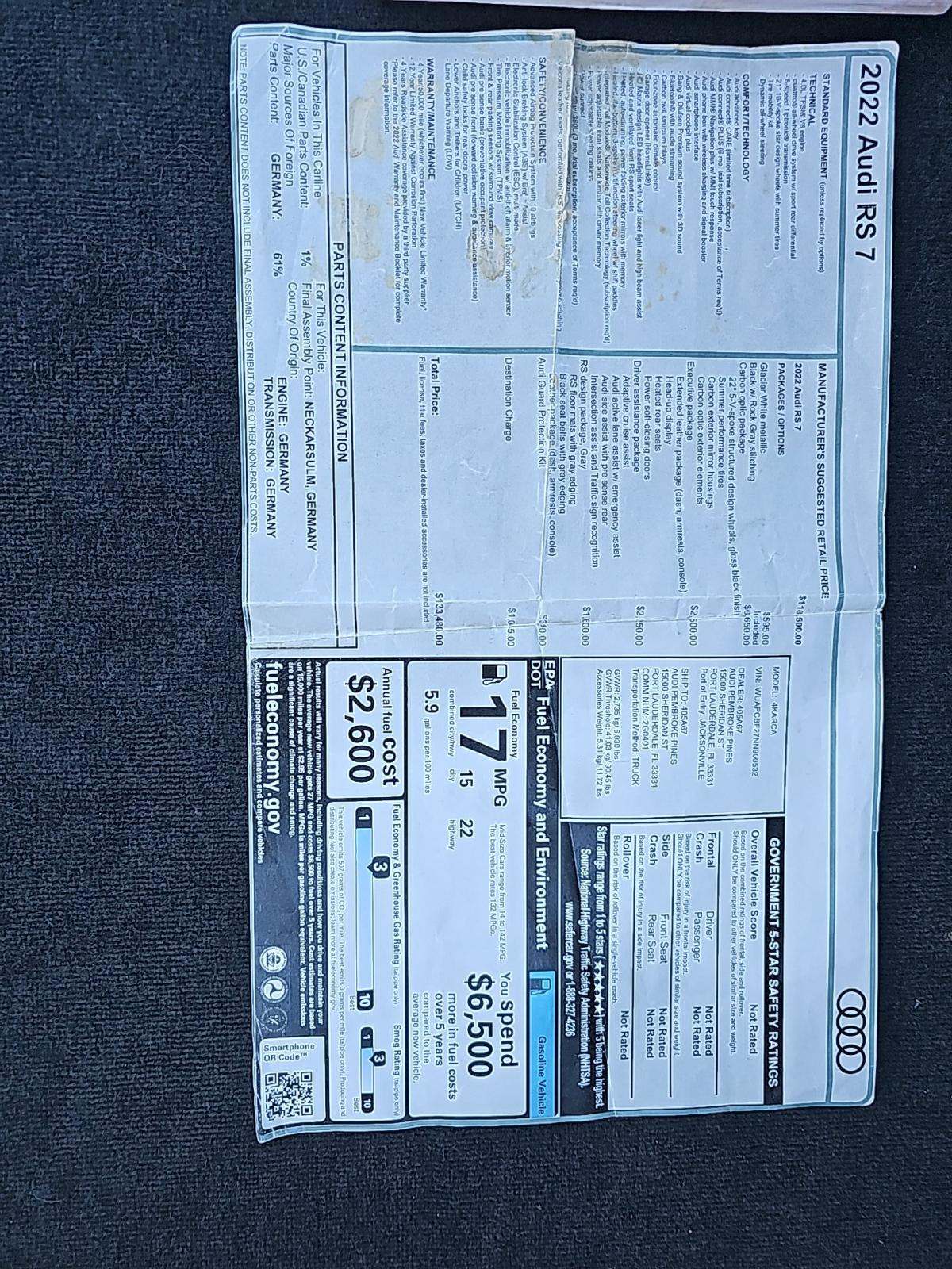 2022 Audi RS 7 Base AWD