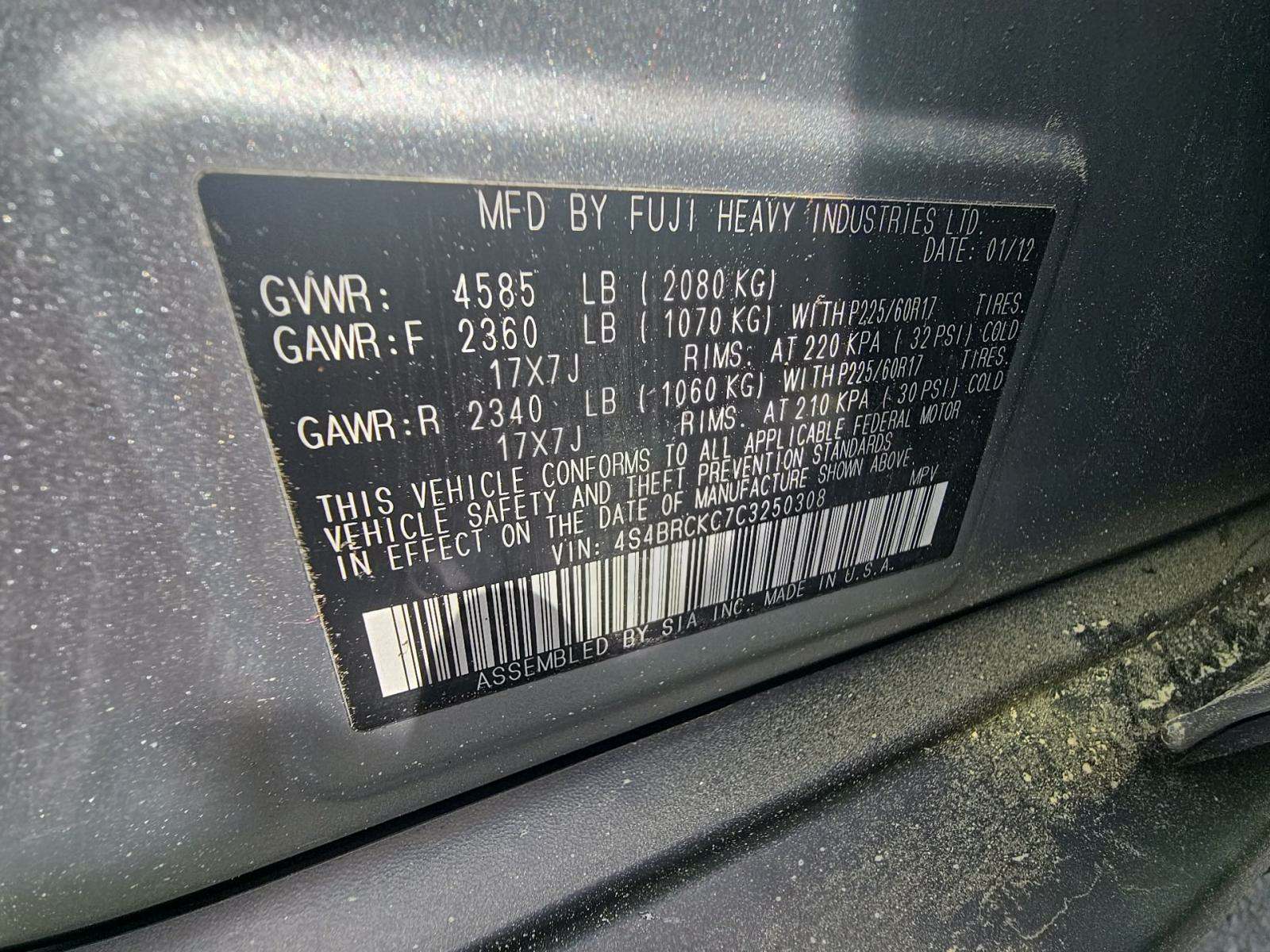 2012 Subaru Outback 2.5i Limited AWD